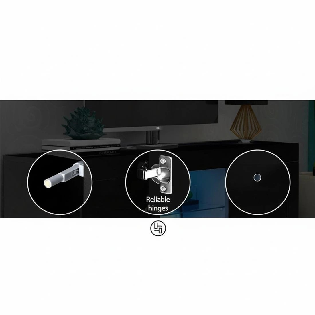 8 Artiss Entertainment Unit TV Cabinet LED 180cm - Black, 8 of 8