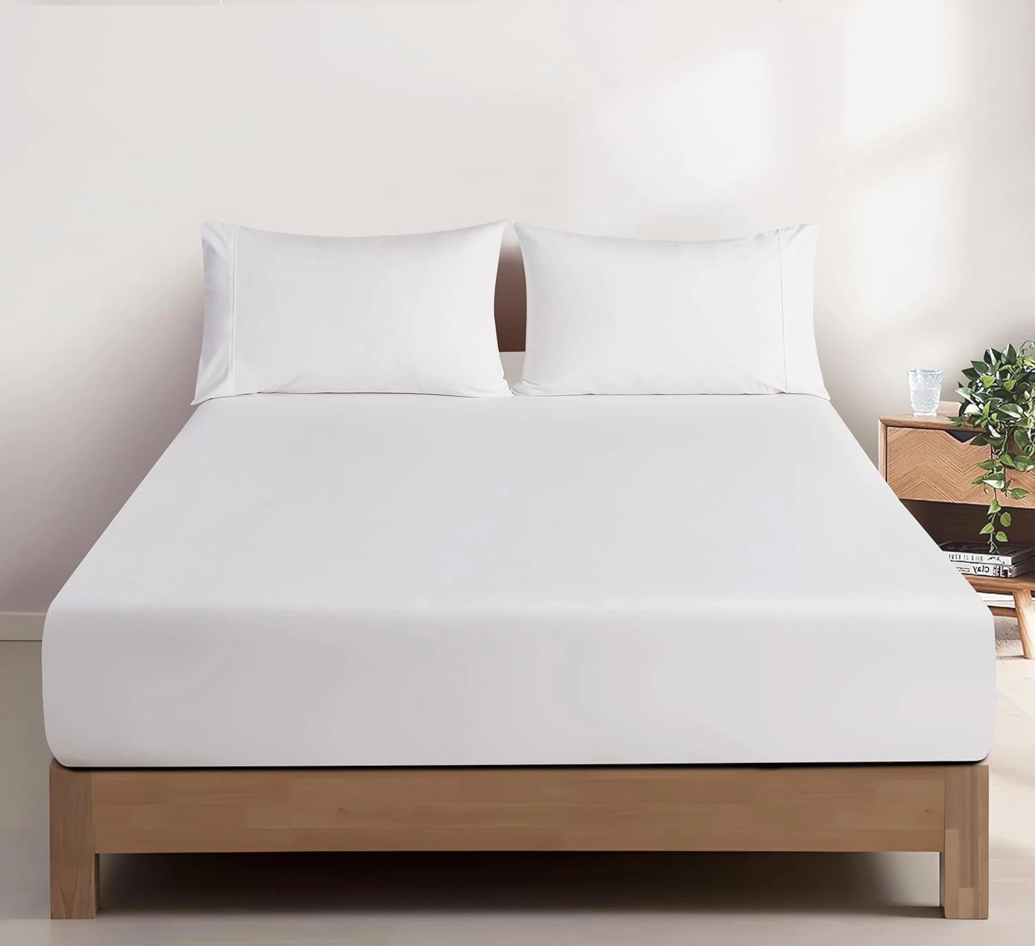 1 Gioia Casa Vintage Washed Cotton Fitted Sheet Set Soft Breathable - King Bed - White, 1 of 6