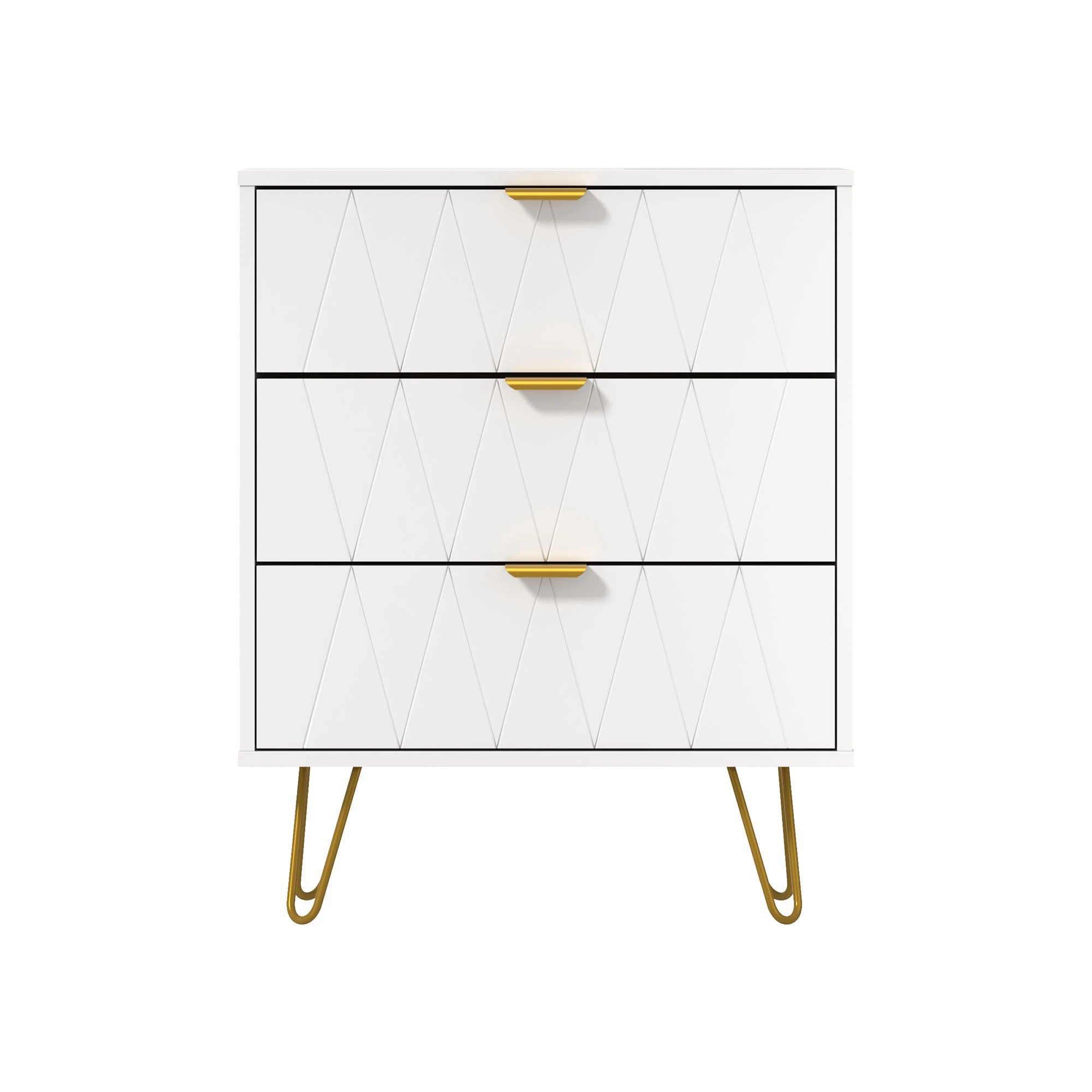 6 Oikiture 3 Chest of Drawers Gold Handles Dresser Lowboy Storage Cabinet - White, 6 of 9