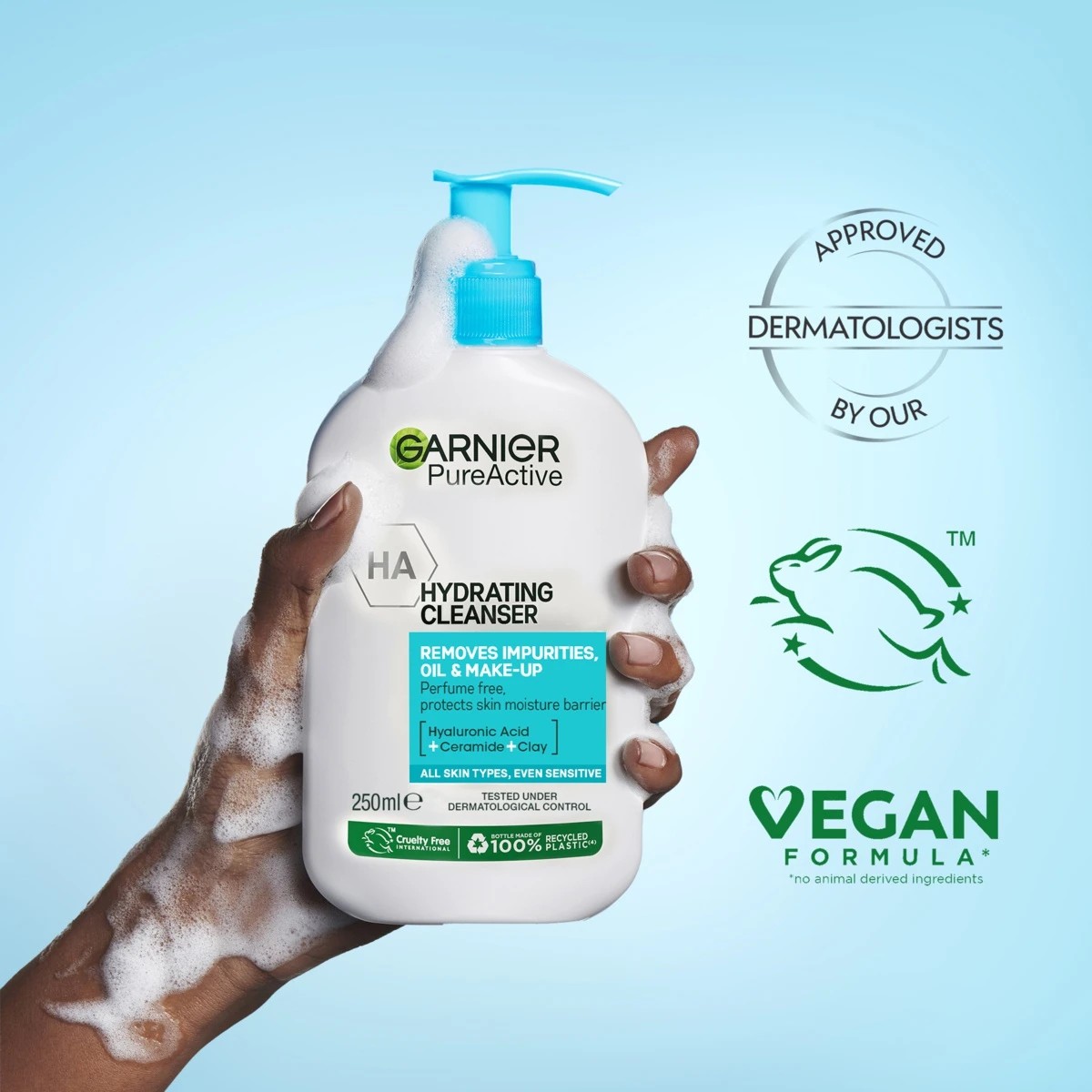2 Garnier PureActive Hydrating Cleanser 250ml - Hyaluronic Acid, Ceramide and Clay, 2 of 6