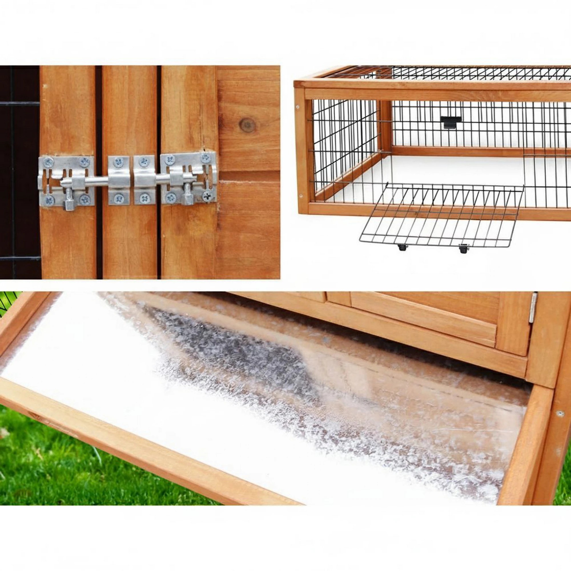 7 i.Pet Chicken Coop Rabbit Hutch Large Run Wooden Cage Pet House Outdoor Bunny - Brown, 7 of 9