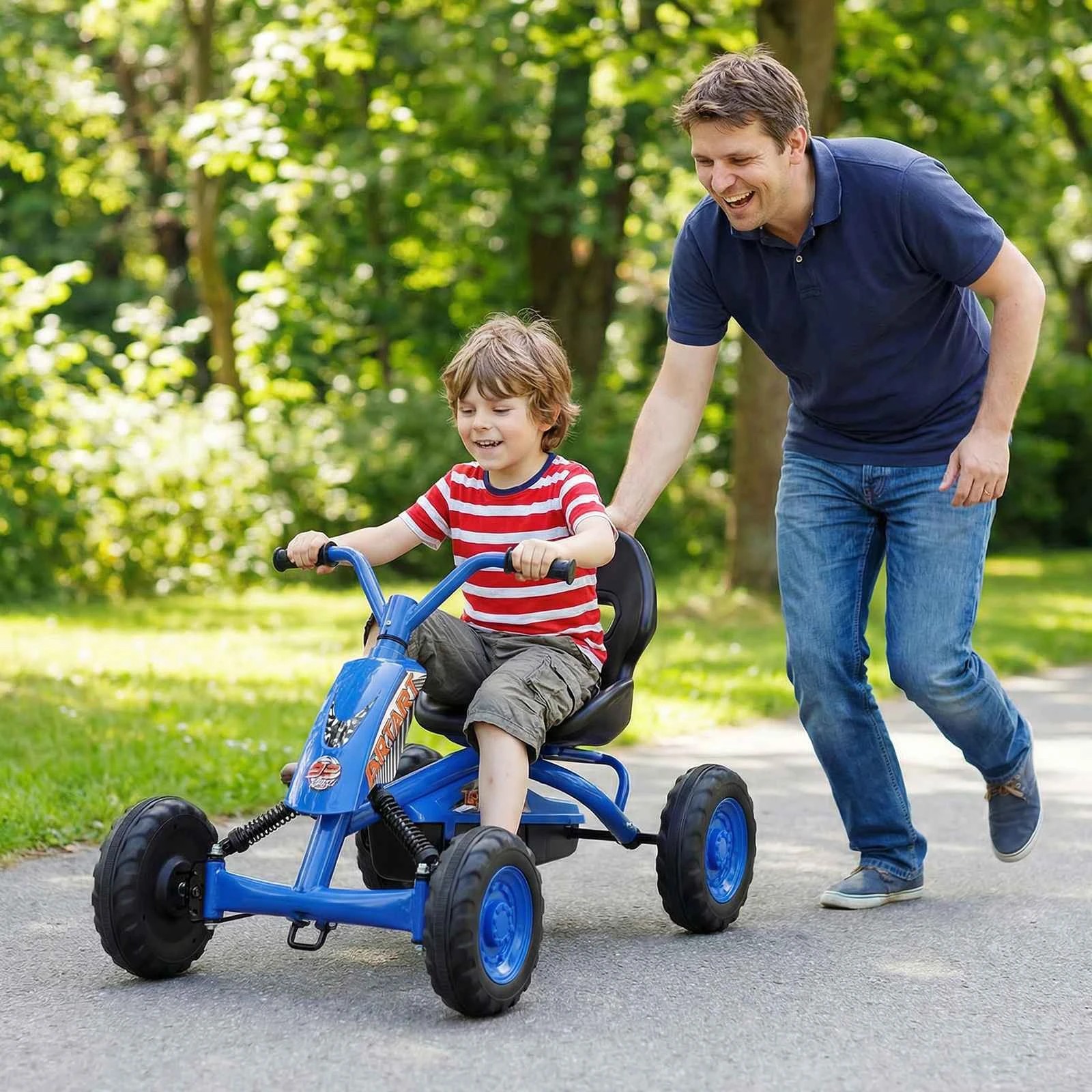 2 Costway Pedal Go Kart 4 Wheel Ride On Car Toys Off-road Racer - Blue, 2 of 3