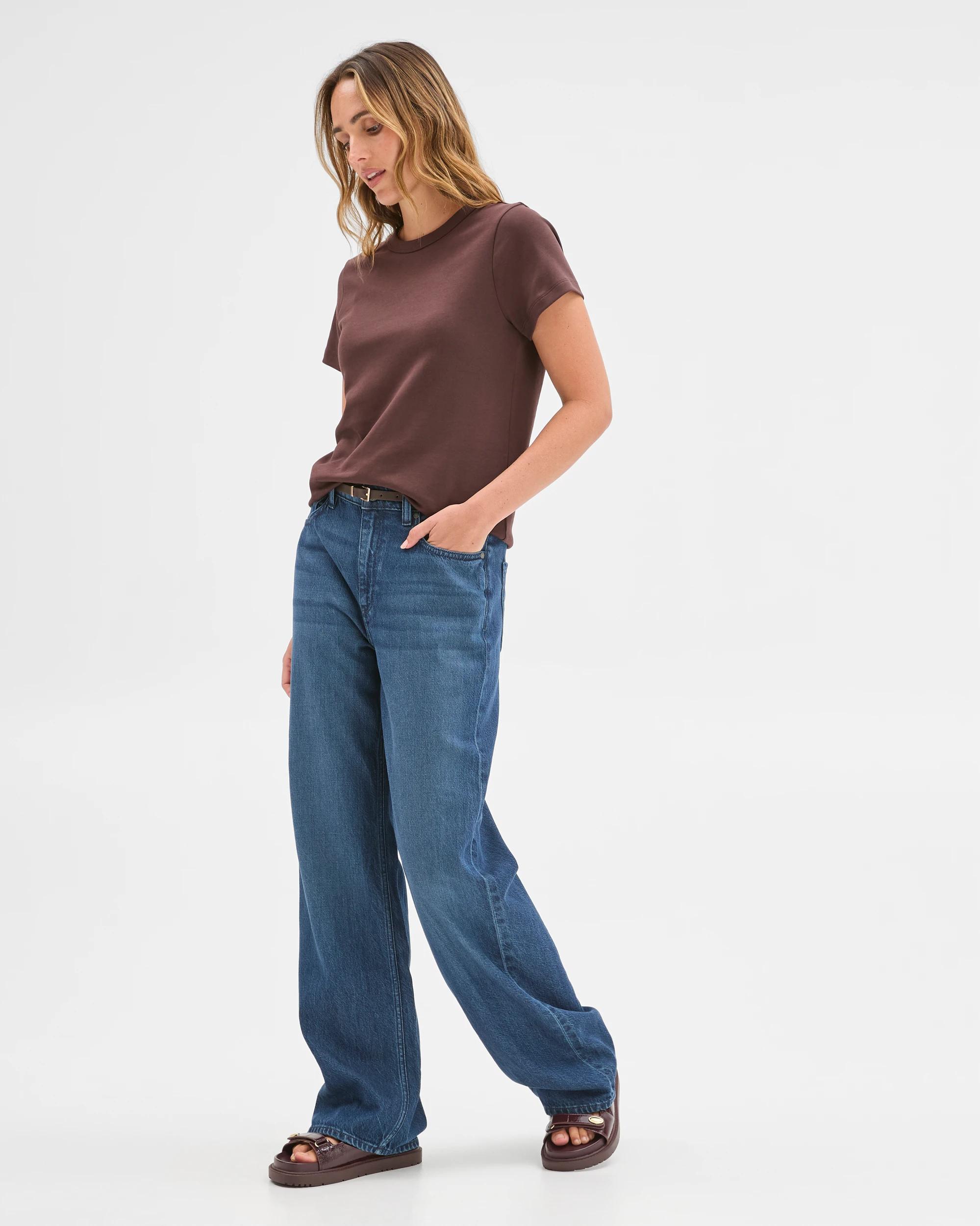 1 Target Woman Australian Cotton Interlock Neat T-Shirt WINE TRUFFLE, 1 of 6