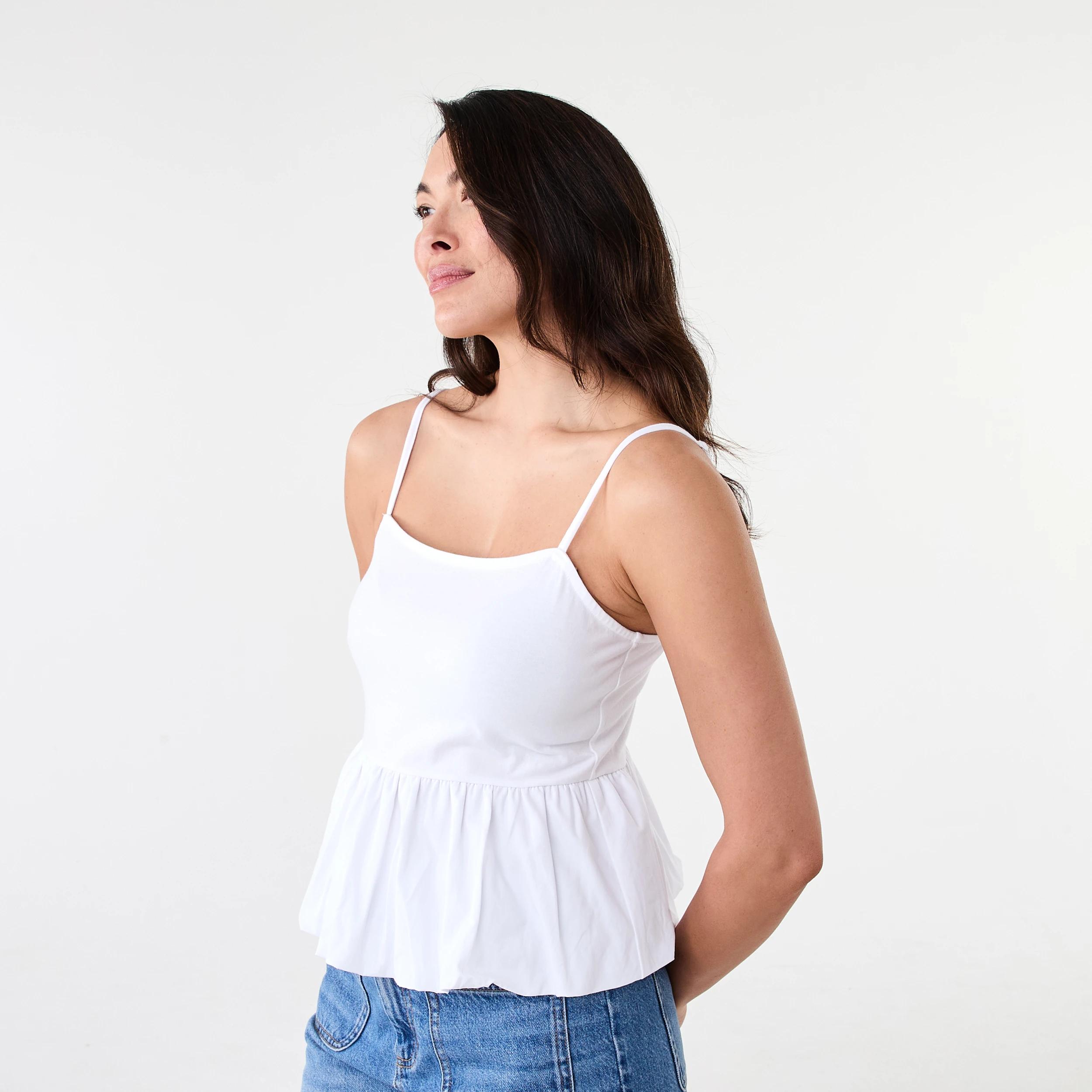 2 Sleeveless Bubble Hem Top White, 2 of 6