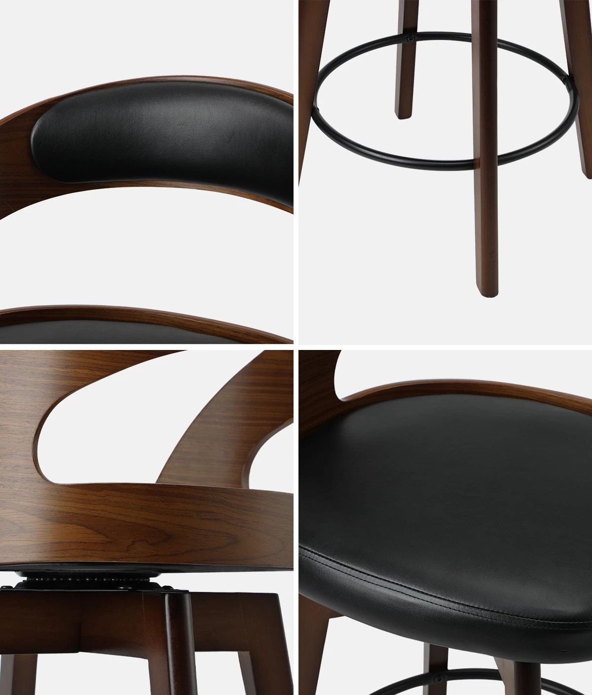 4 Oikiture 4x Bar Stools Kitchen Counter Stool Swivel Dining Chair Pu Leather
 - Black, 4 of 9