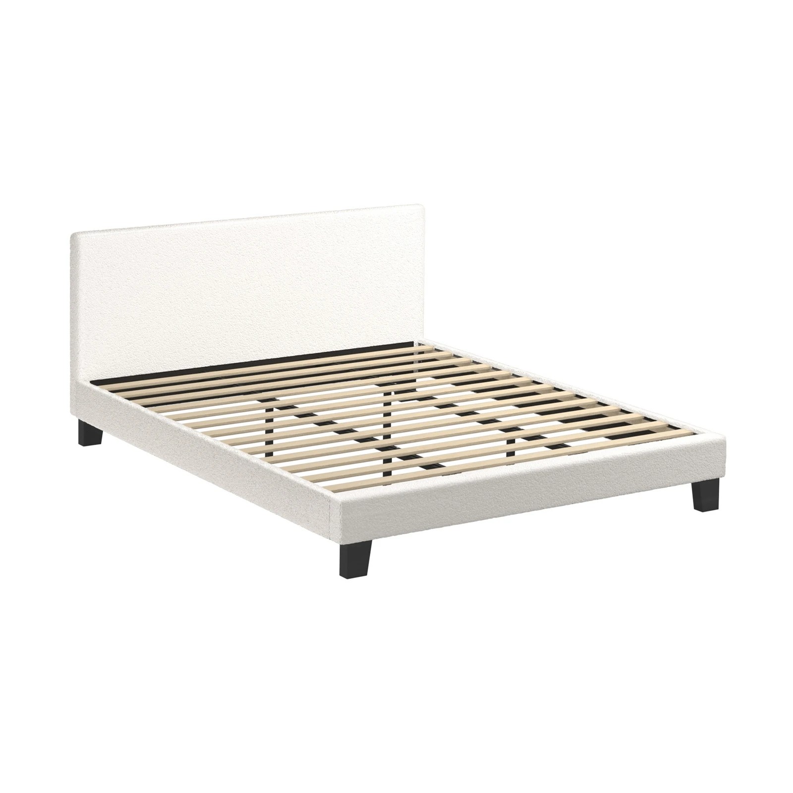 9 Oikiture Bed Frame King Size Boucle - White, 9 of 10