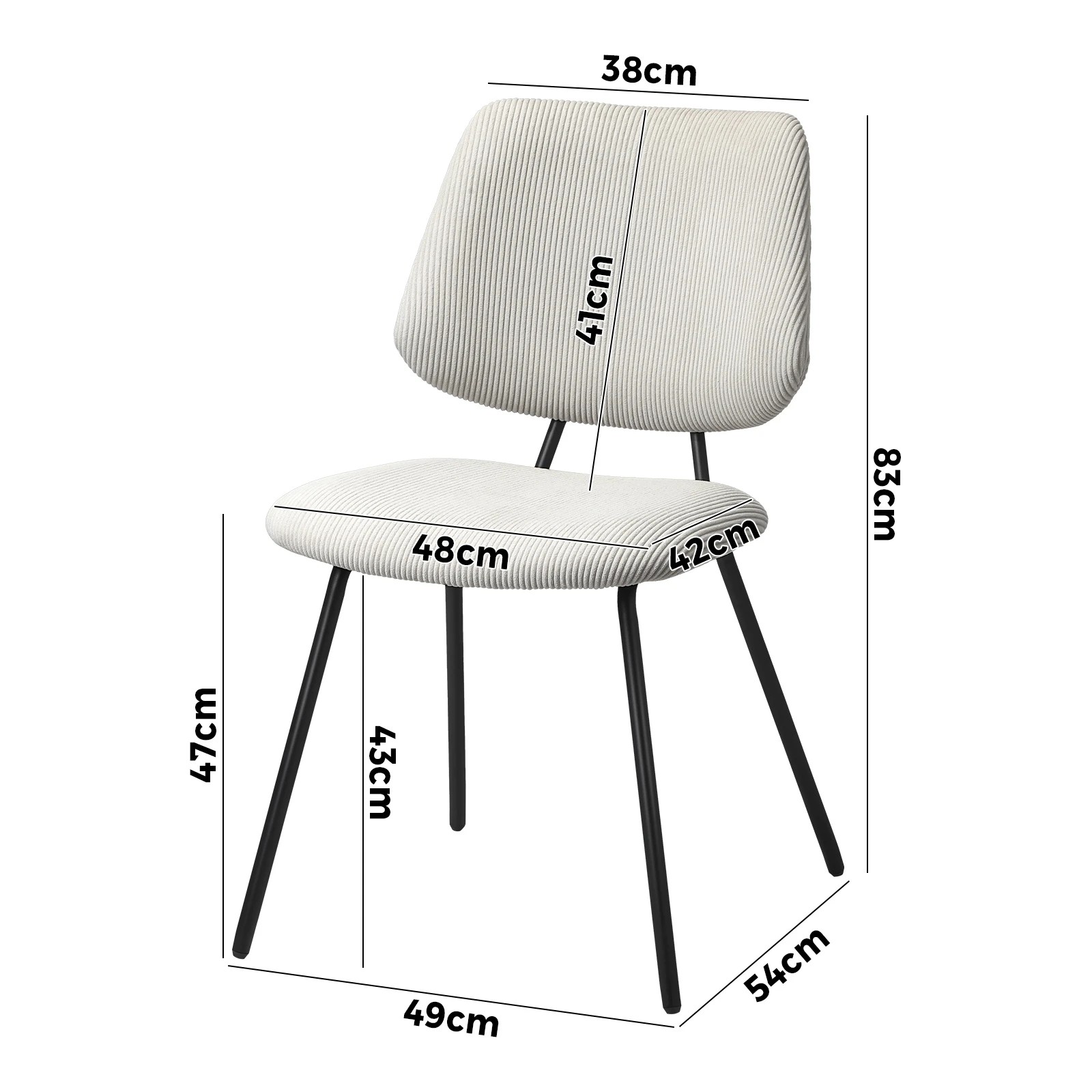 2 Oikiture 4x Dining Chair Vintage Retro Polyester Kitchen Padded Lounge - White, 2 of 9