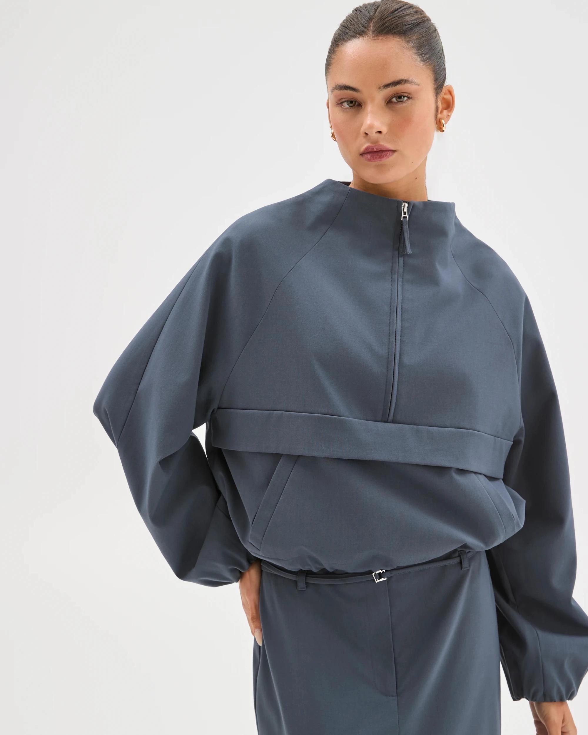 2 Lily Loves Tailored 1/4 Zip Jacket STEEL GREY, 2 of 6