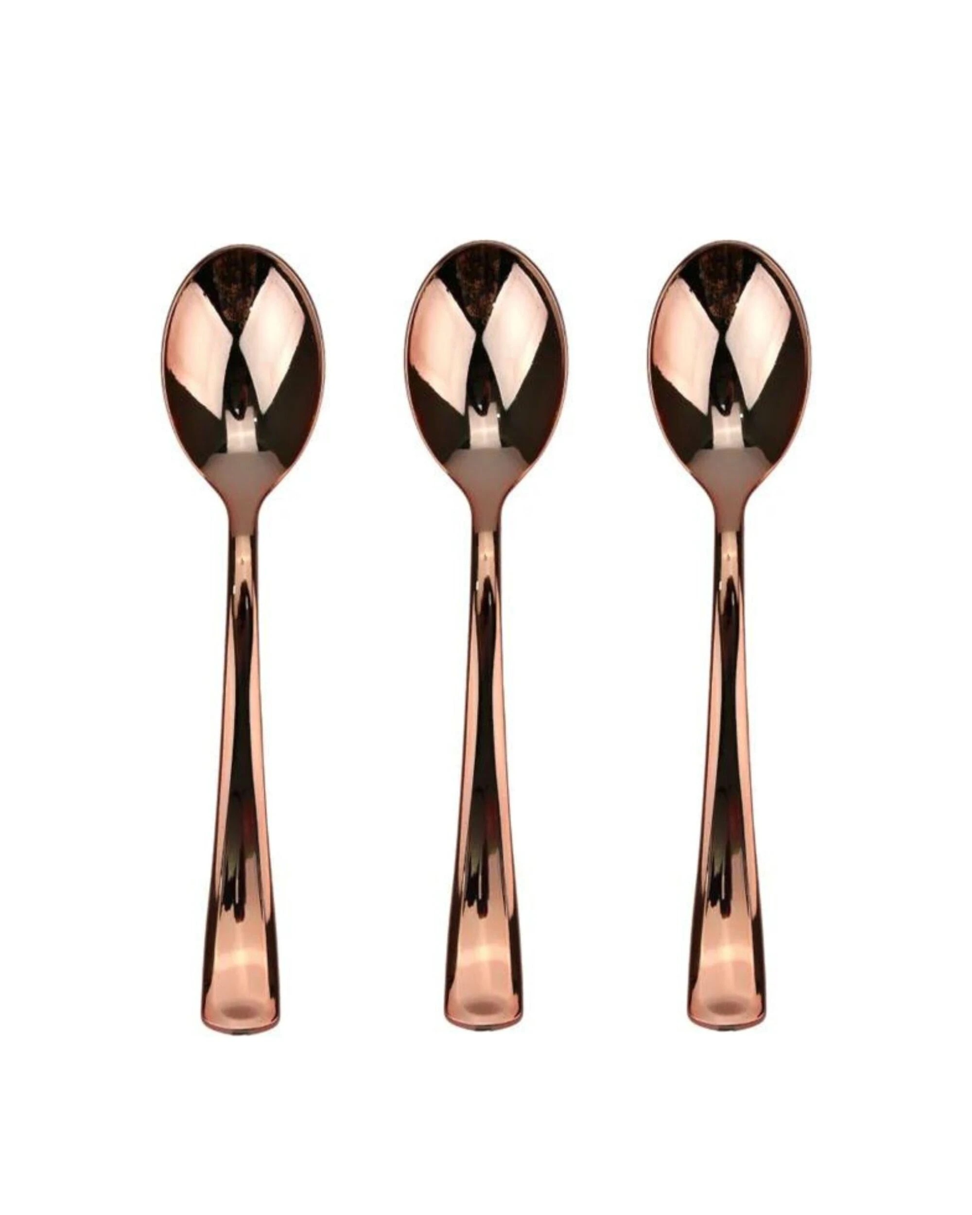1 Partyware Rose Gold Reusable Plastic Spoons Pack Of 12 - Rose Gold, 1 of 2