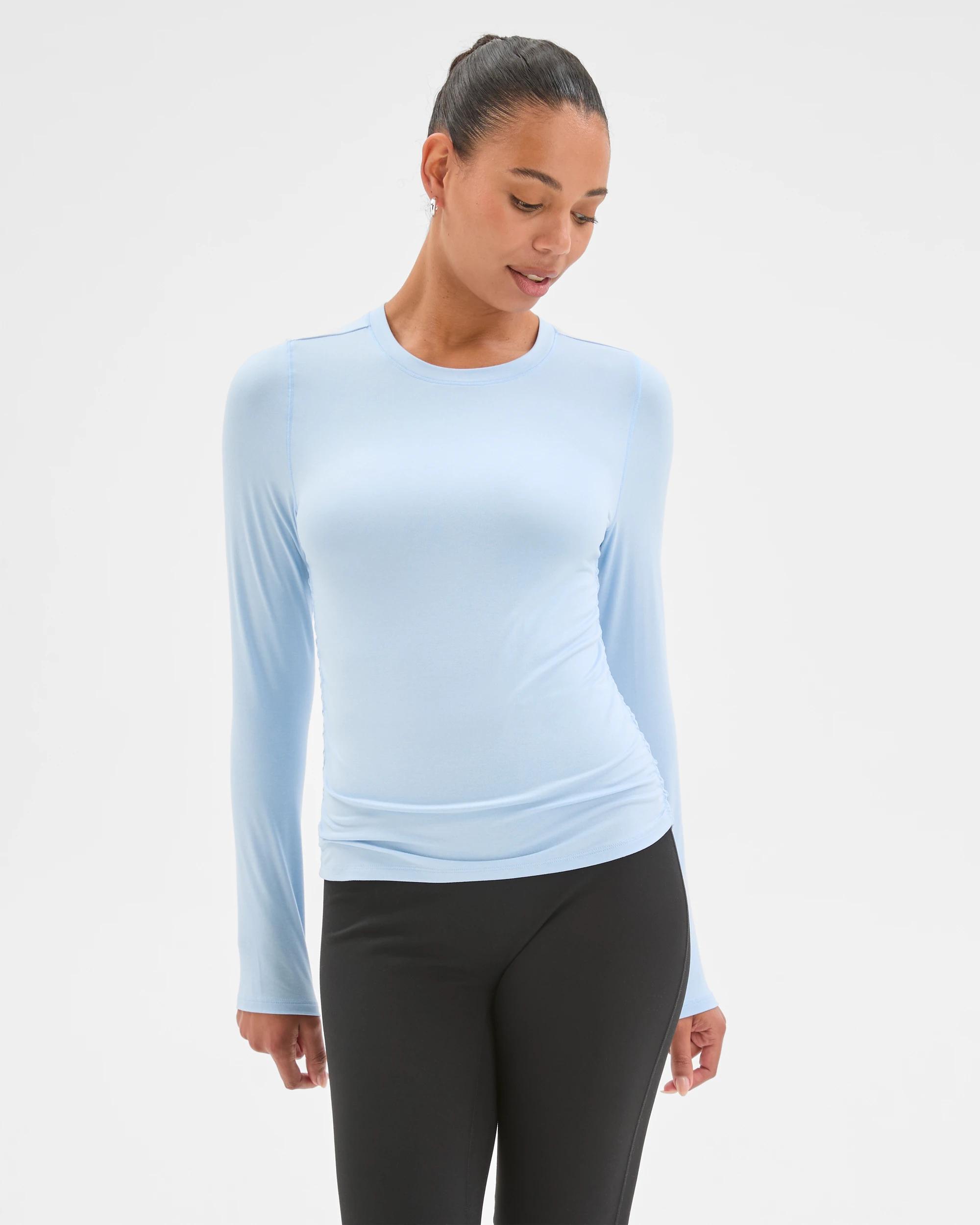 5 Target Active Active Studio Luxe Long Sleeve Ruched Top BLUE MIST, 5 of 6