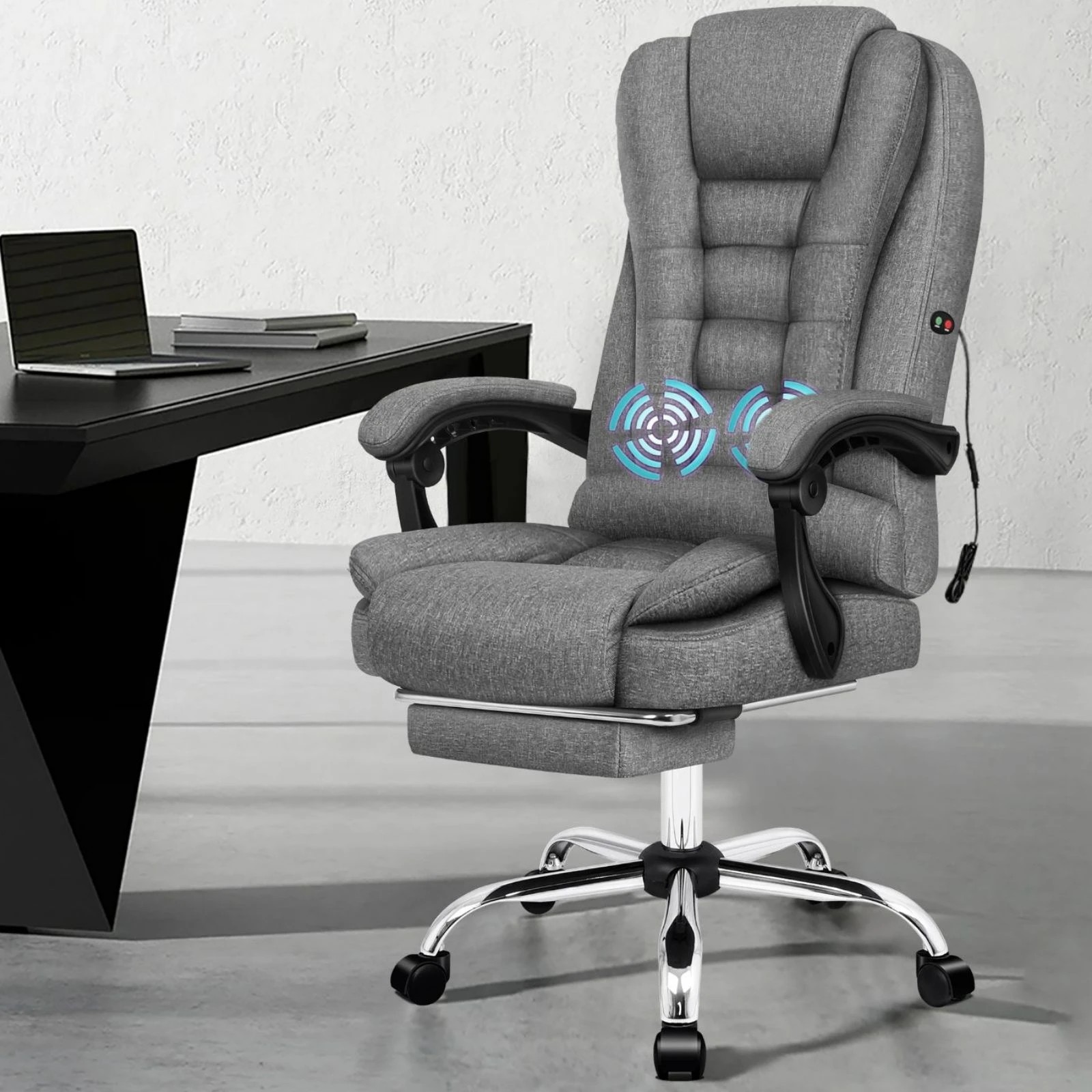 5 Alfordson Massage Office Chair Executive Seat Fabric Gaming Computer Racer - Grey, 5 of 10