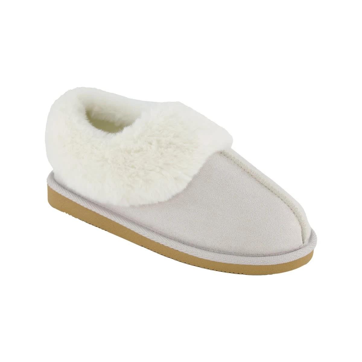 1 Comfort Microsuede Slippers White Sand, 1 of 4
