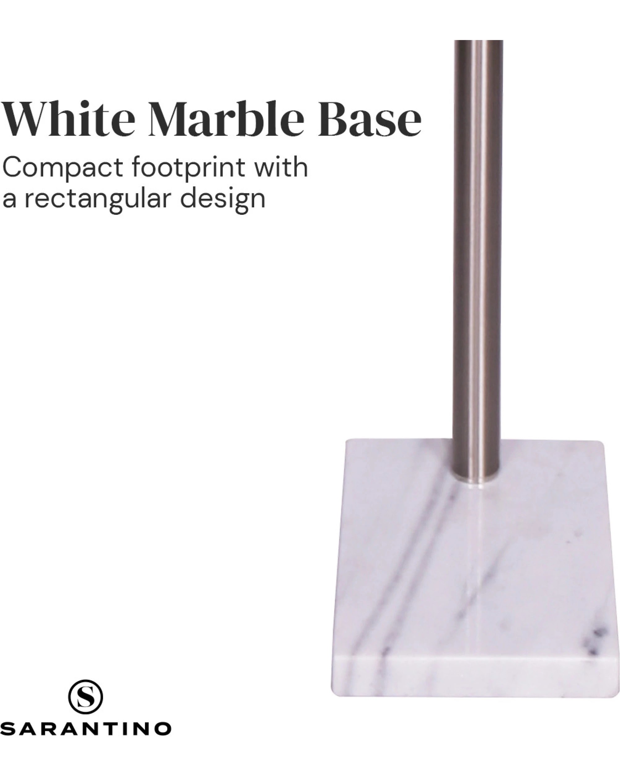 6 Sarantino 3-Light Metal Arc Floor Lamp - Nickel and Marble Finish, 6 of 10