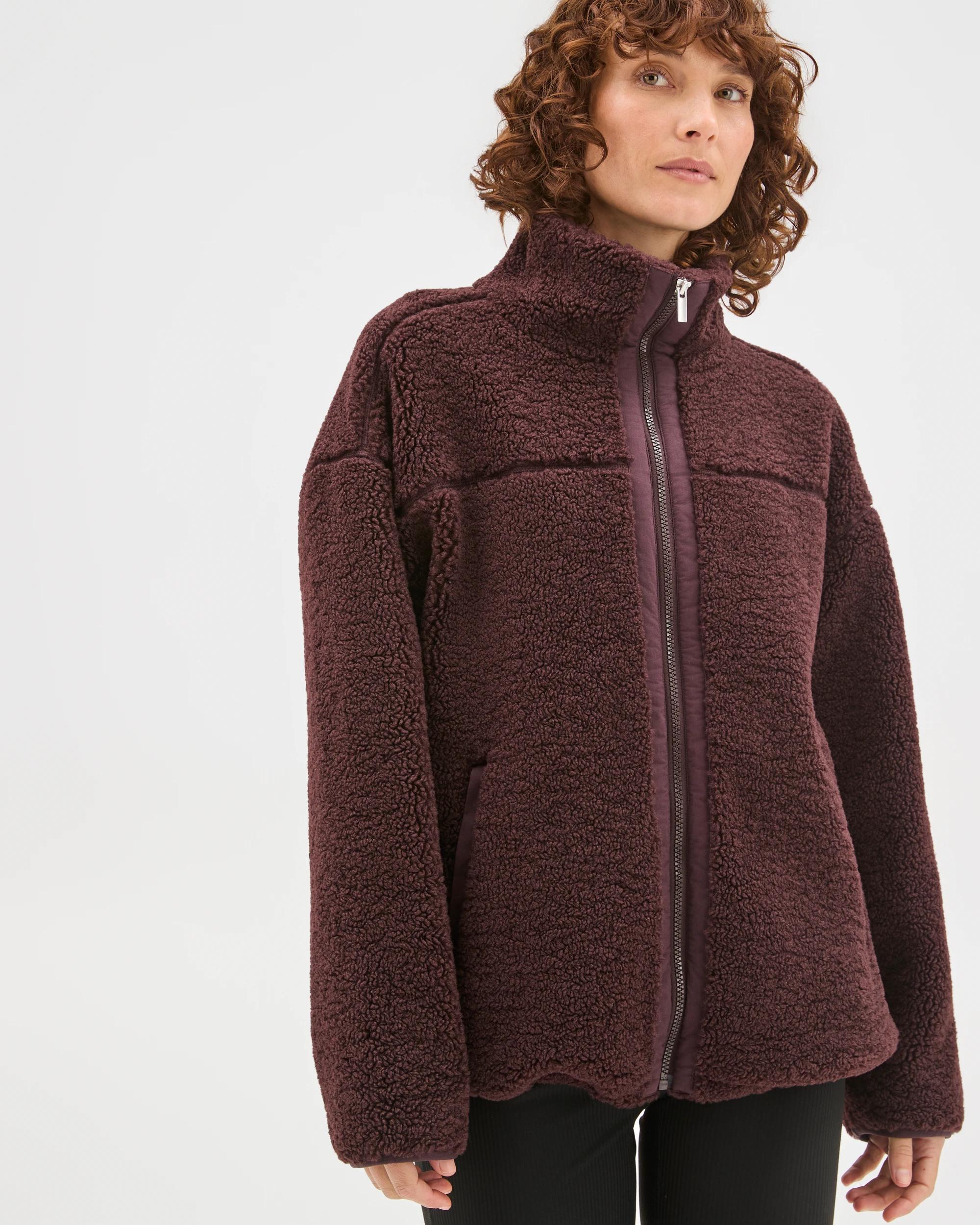2 Target Woman Relaxed Sherpa Zip Through Jacket RAISIN, 2 of 6