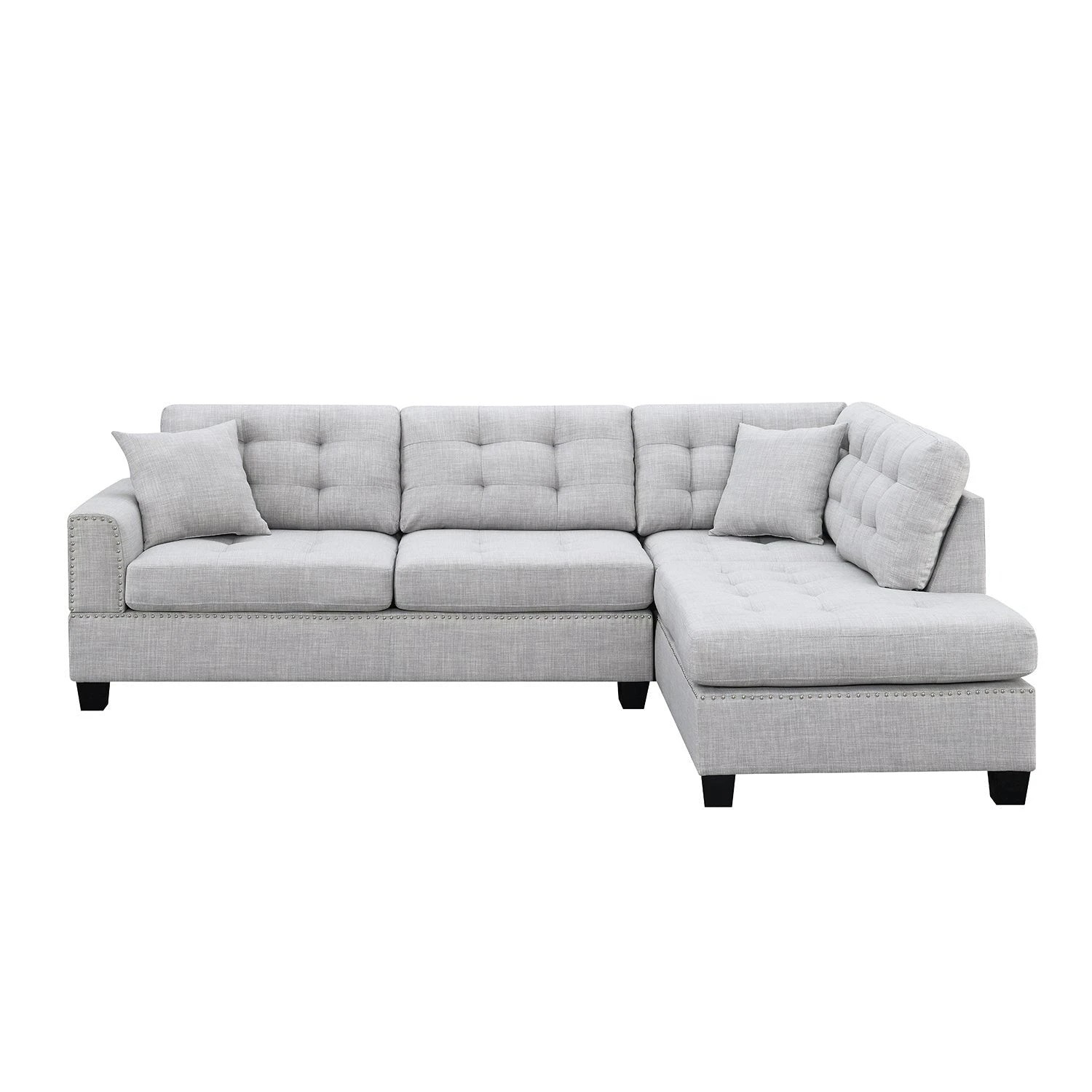 1 Foret 263cm L Shape Fabric Corner Sofa Chaise Lounge 4/5 Seater Light Grey, 1 of 7