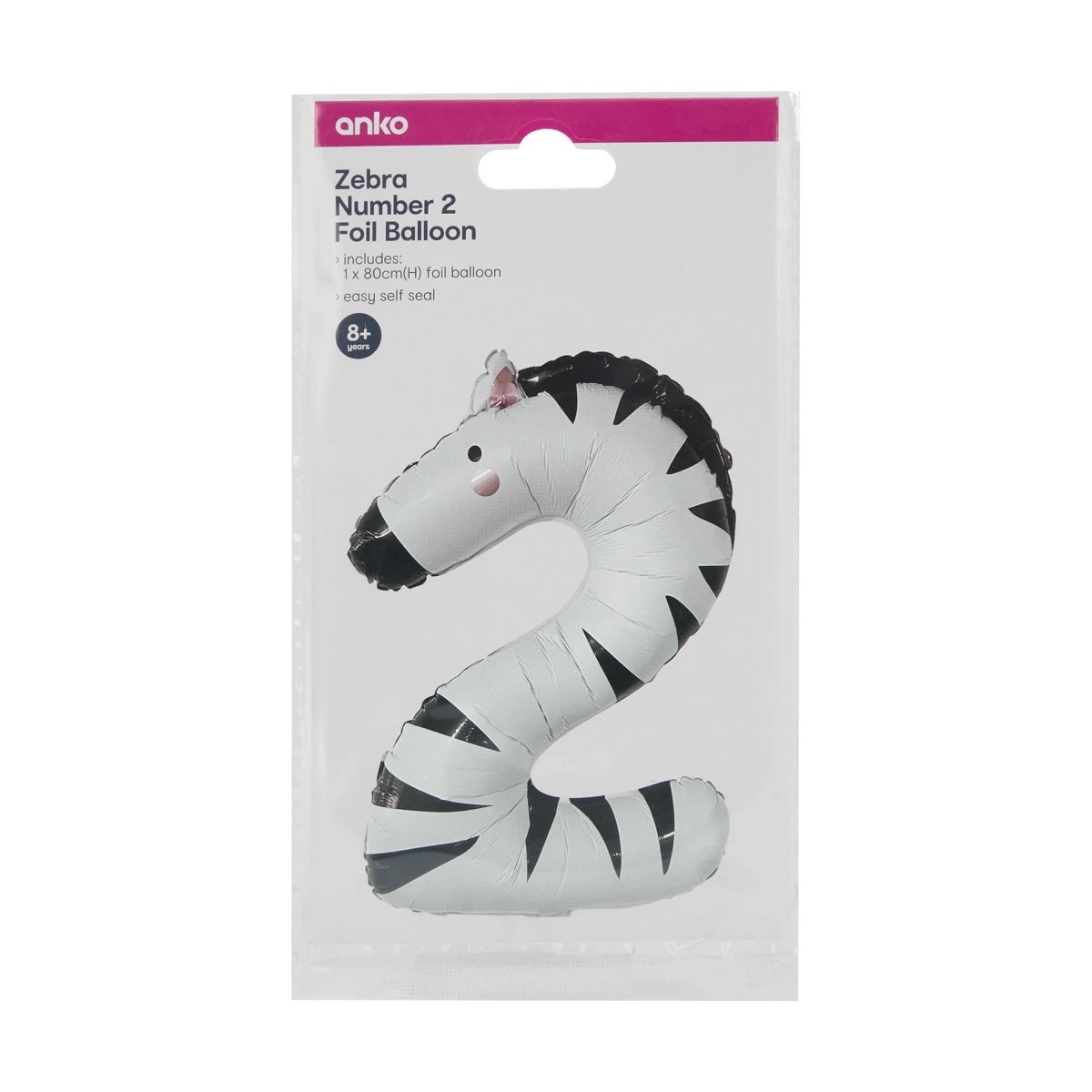4 Zebra Number 2 Foil Balloon, 4 of 4