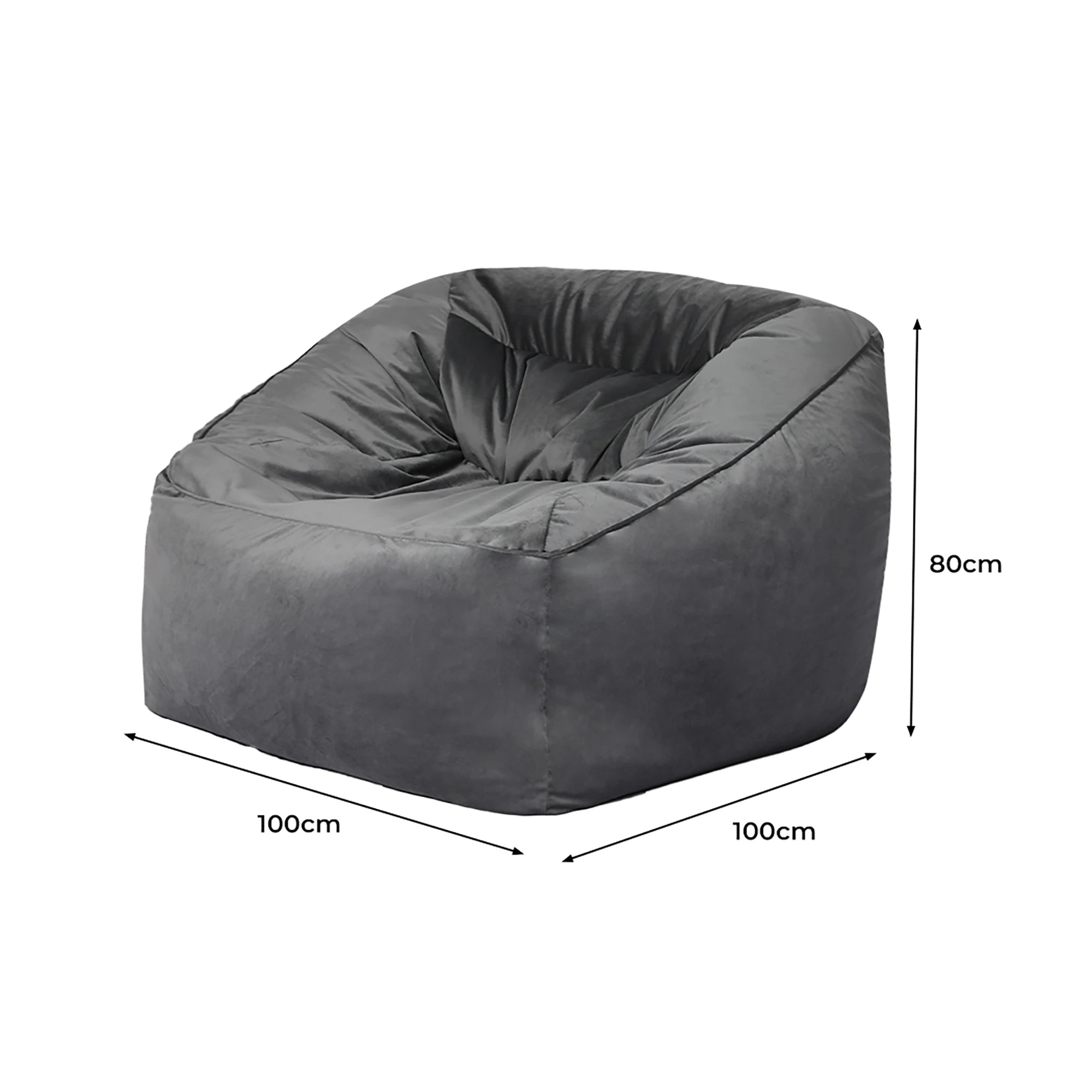 3 Marlow Bean Bag Soft Velvet  Cover Only - Grey, 3 of 6