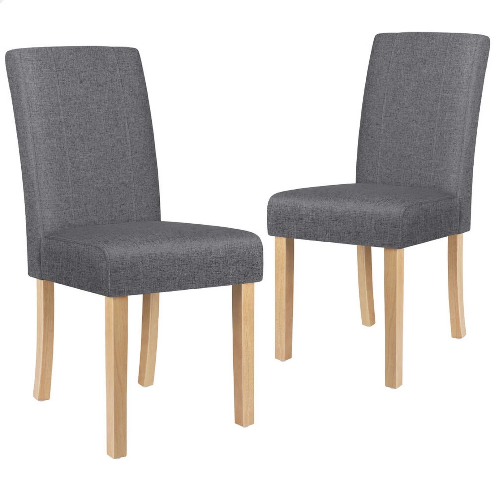 1 Alfordson 2x Dining Chair Cafe Kitchen Lounge Padded High-Back Wood Fabric - Grey, 1 of 10