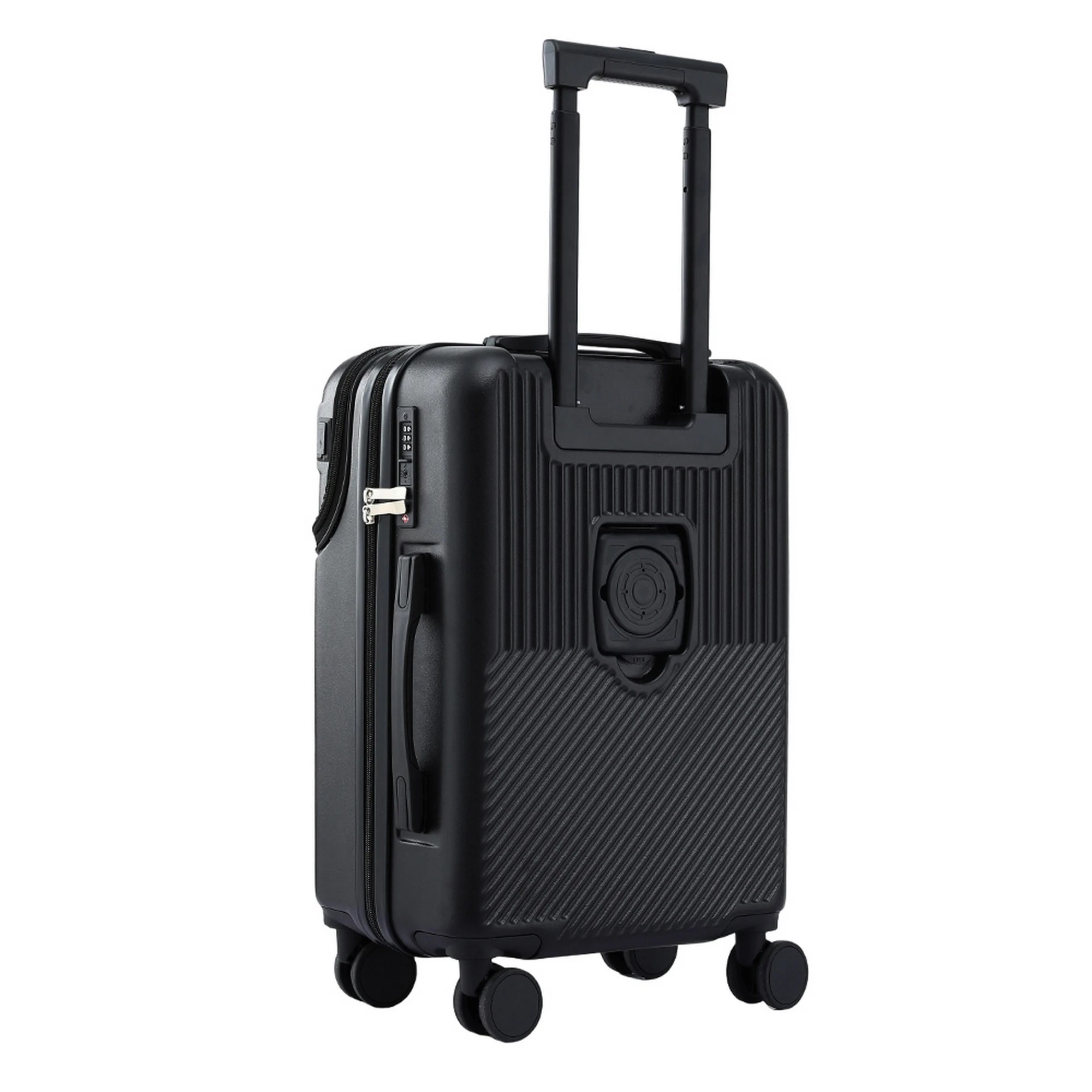 2 Wanderlite 20" Luggage Suitcase Front Pocket Travel Carry On TSA - Black, 2 of 8