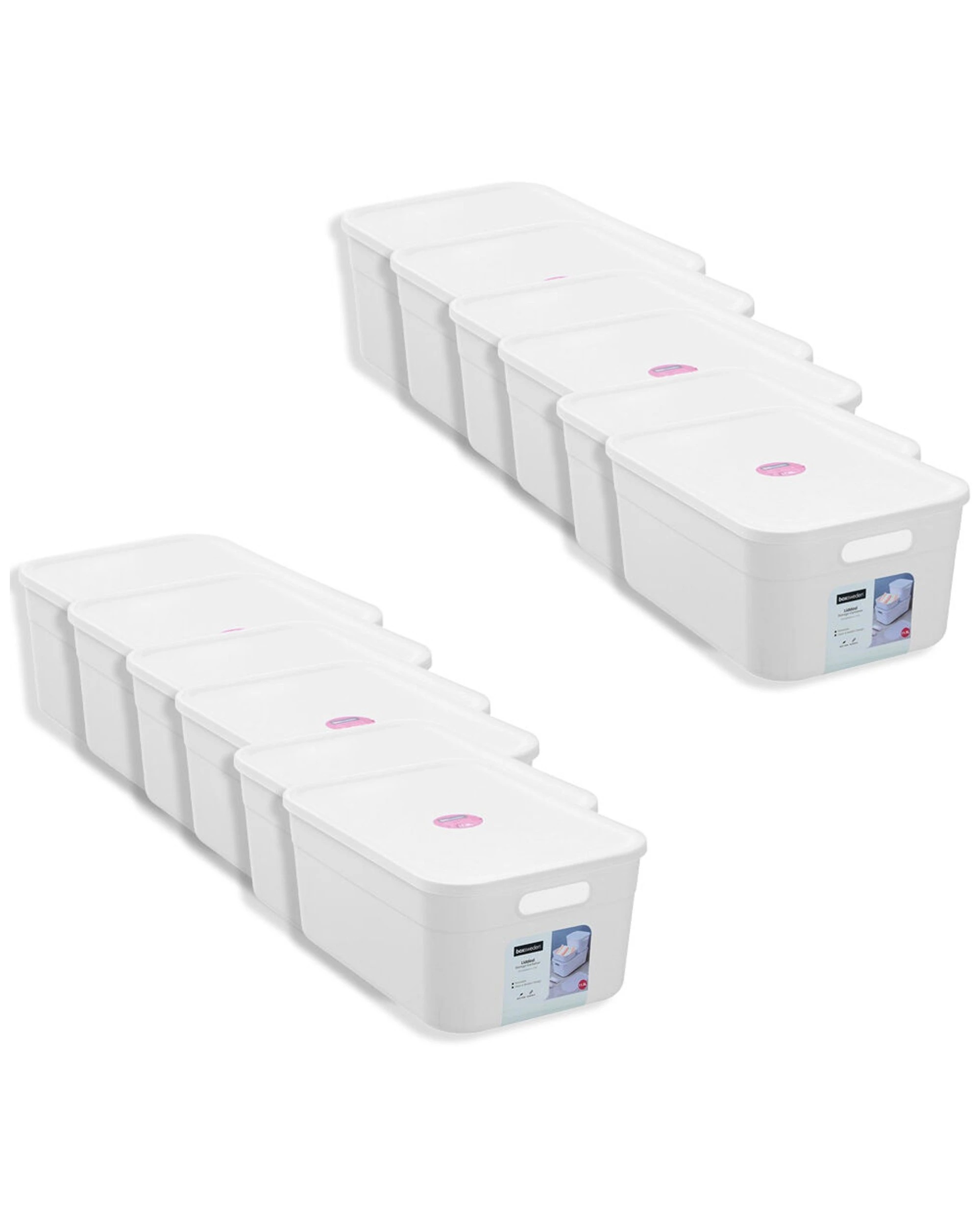 1 Boxsweden 12PK Storage Container Lid Included 11.5L Stackable Durable Plastic
 - white, 1 of 6