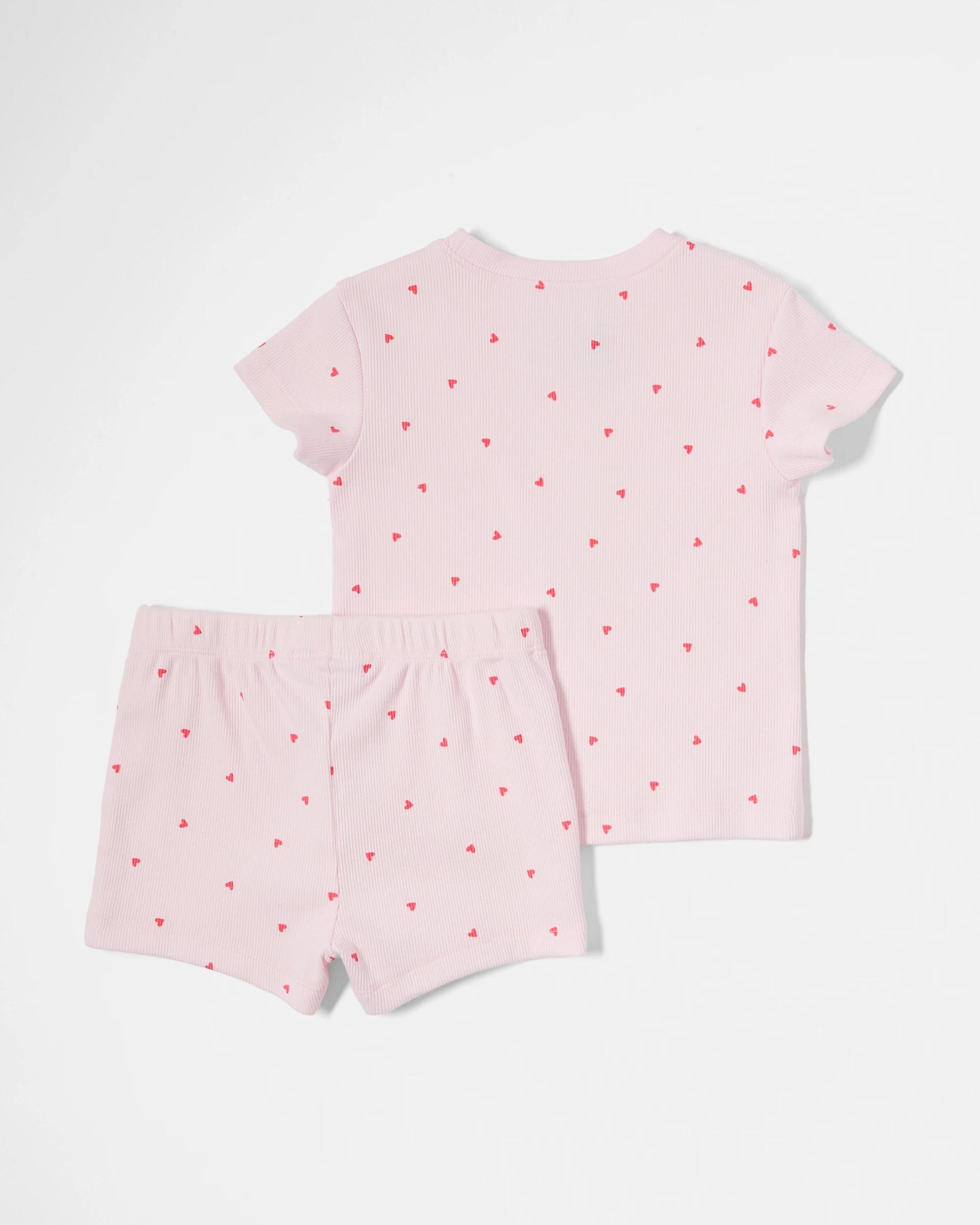 2 Short Sleeve Pyjama Set PINK HEARTS, 2 of 4