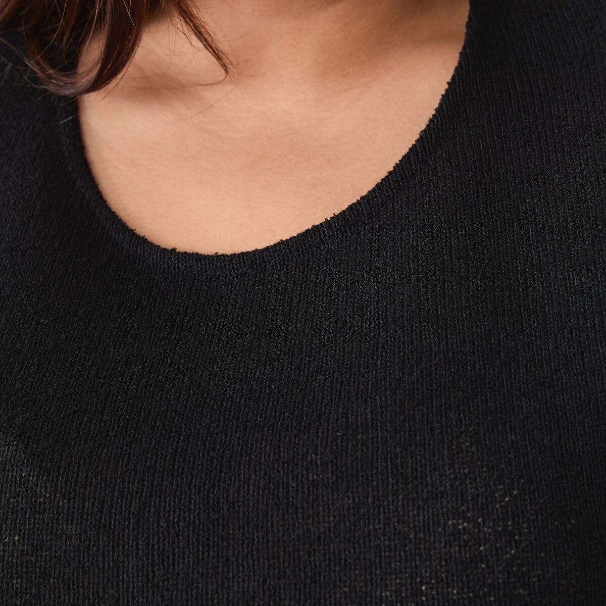 5 Curve Short Sleeve Textured Knit Top Black, 5 of 5