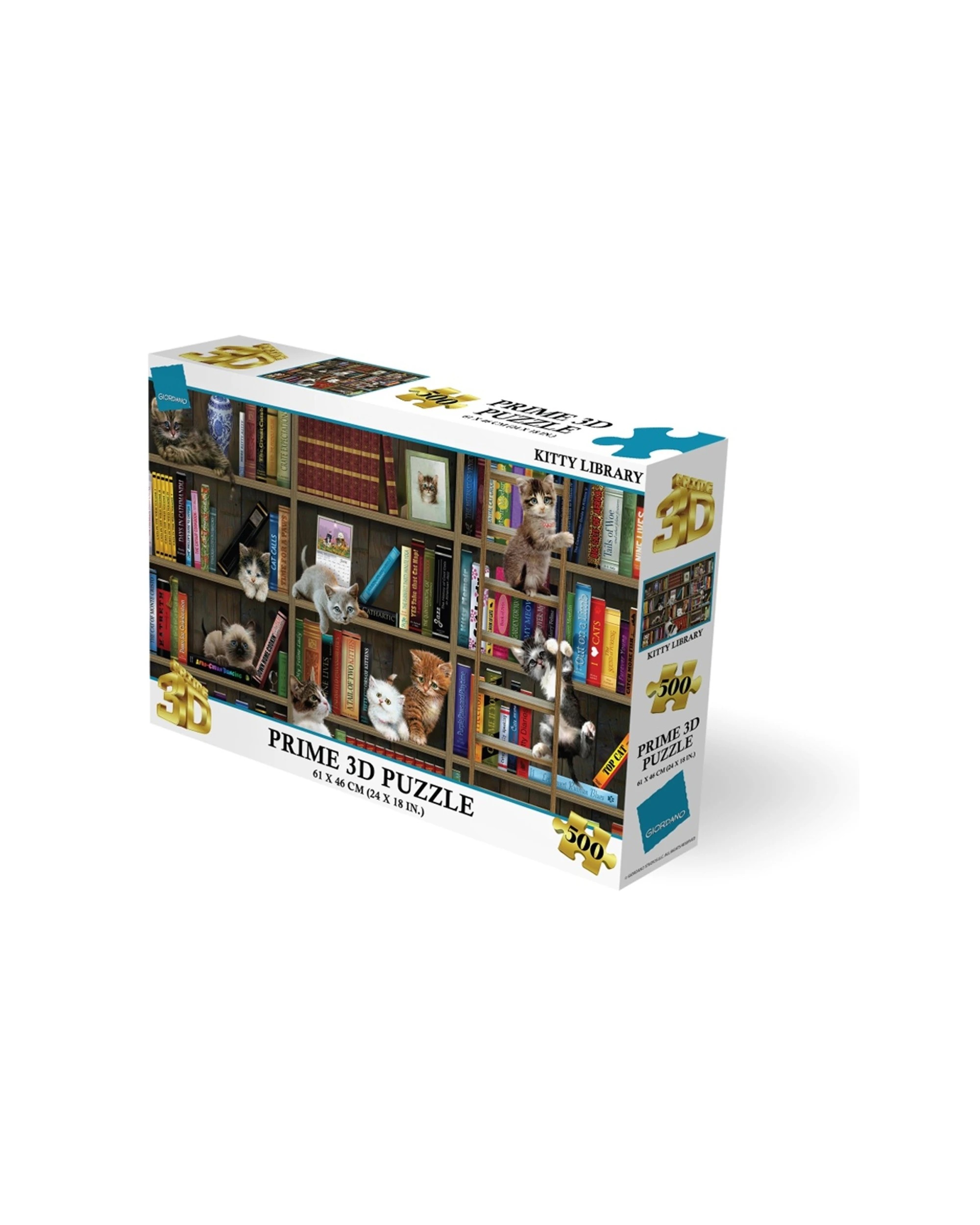 1 Prime3D 500pc Lenticular Giordano Kitty Library Jigsaw Puzzle 61x46cm - Multi, 1 of 2