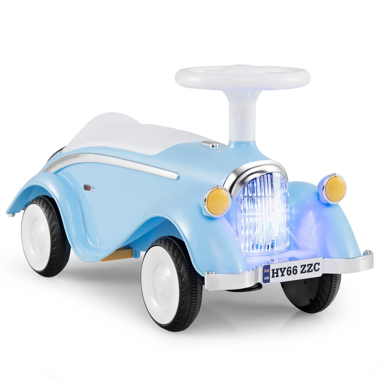 1 Costway Retro Ride on Toy Foot to Floor Sliding Car w/Horn LED Headlight - Blue, 1 of 2