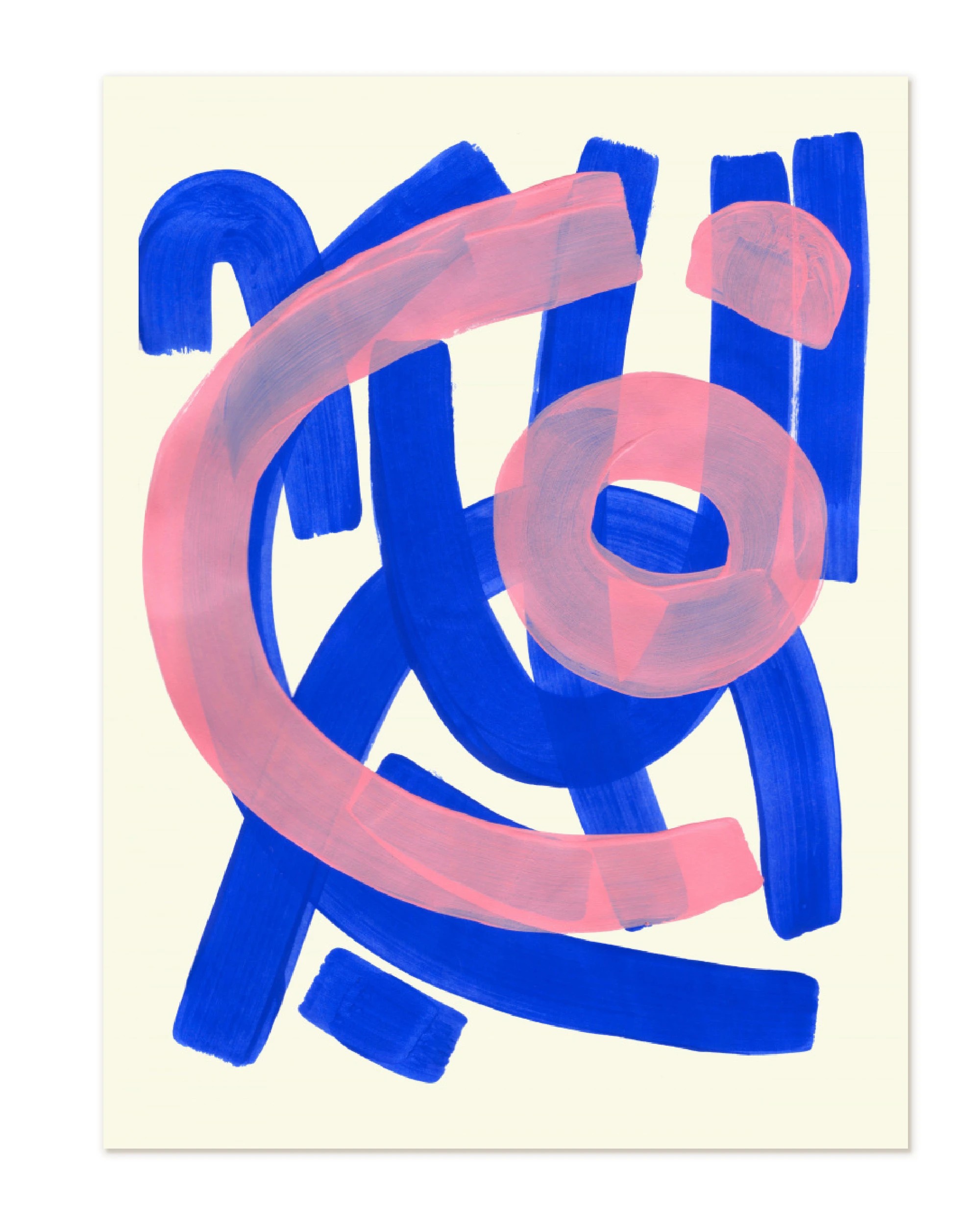 The Wall Art Warehouse - Vibrant Blue Pink Abstract - Framed Canvas ...