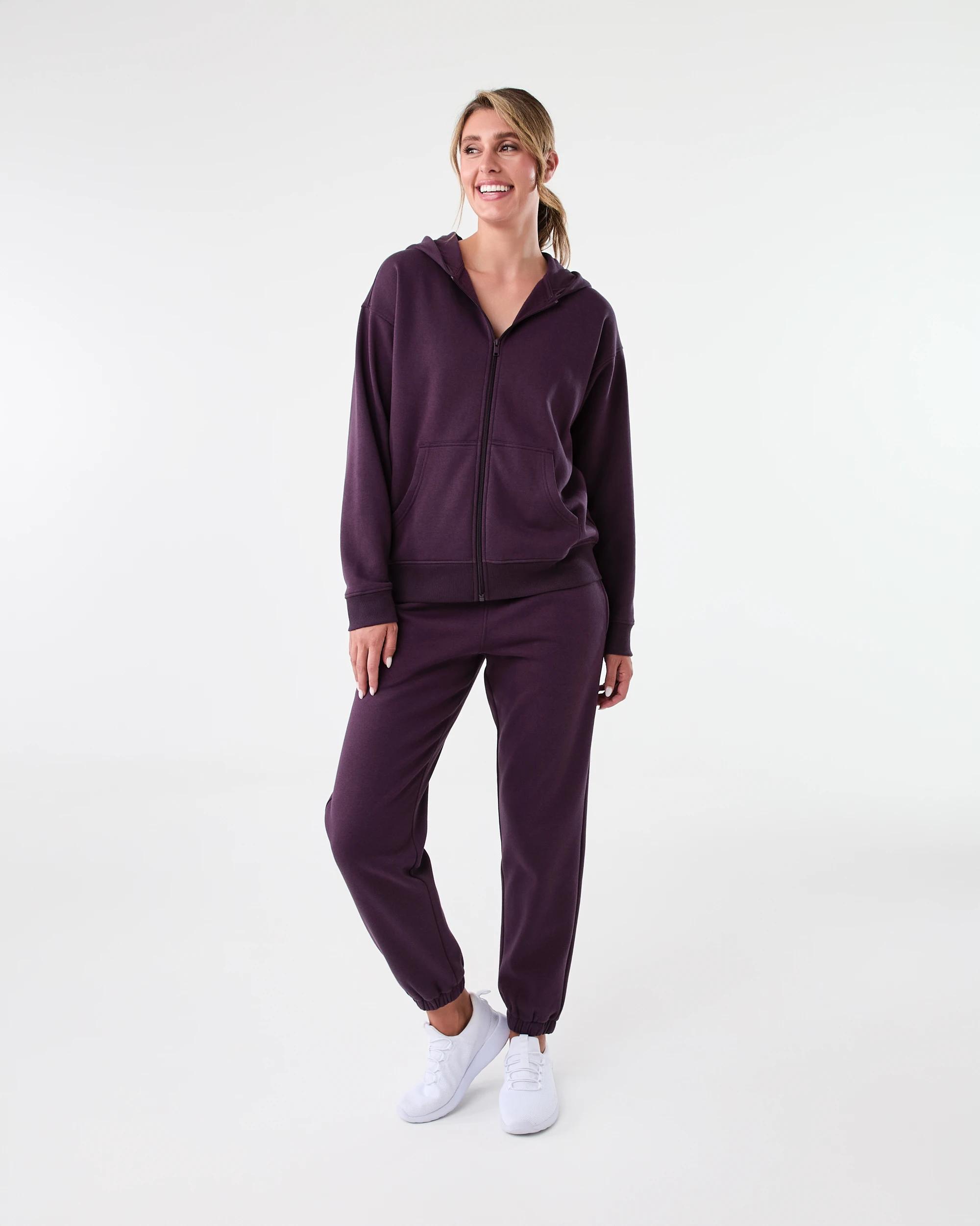 9 Active Womens Essential Zip Through Hoodie Pur Raisin, 9 of 9