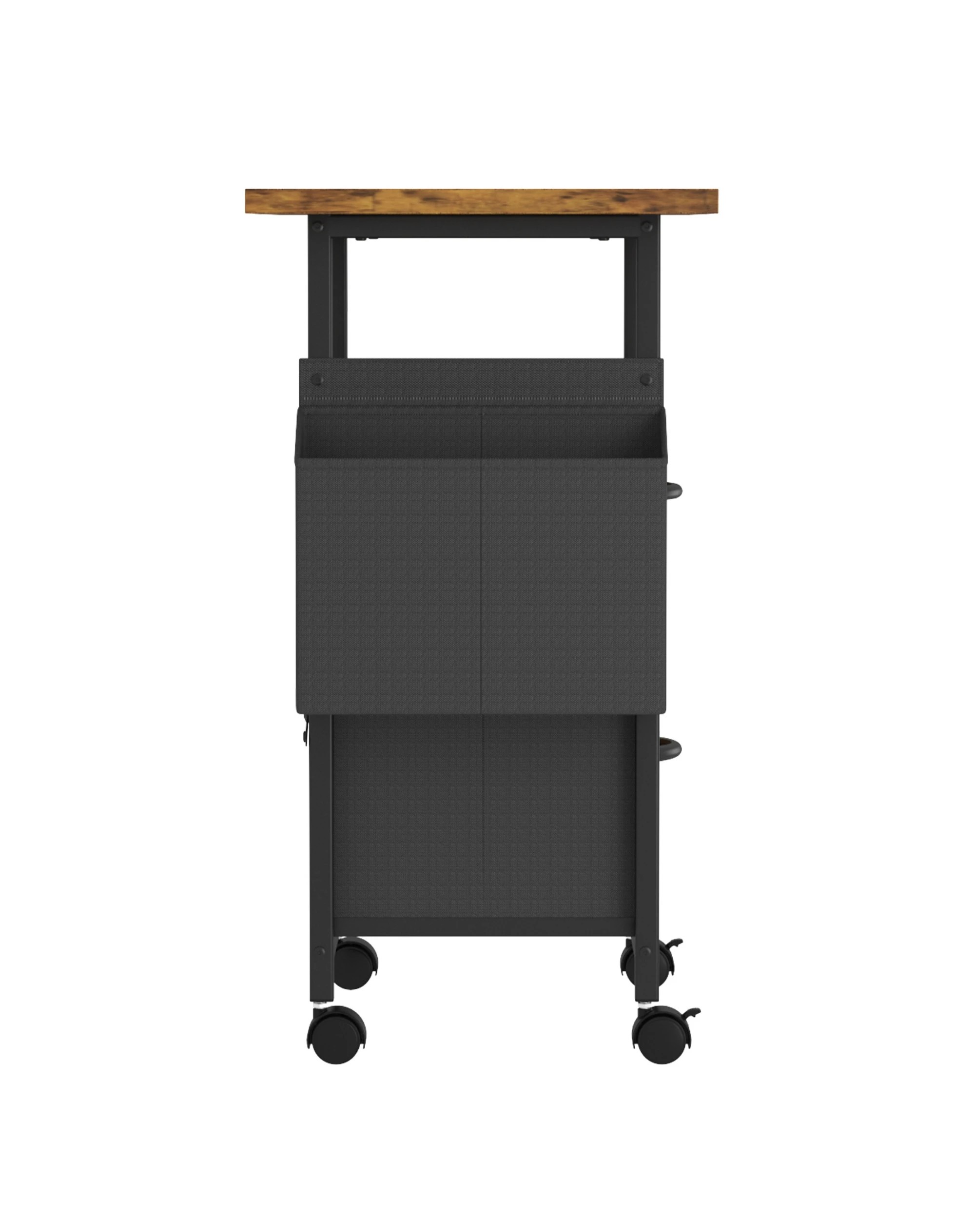 8 Advwin Mobile File Cabinet with Extended Desktop 2 Drawers & Fabric Side Bag - Brown, 8 of 10