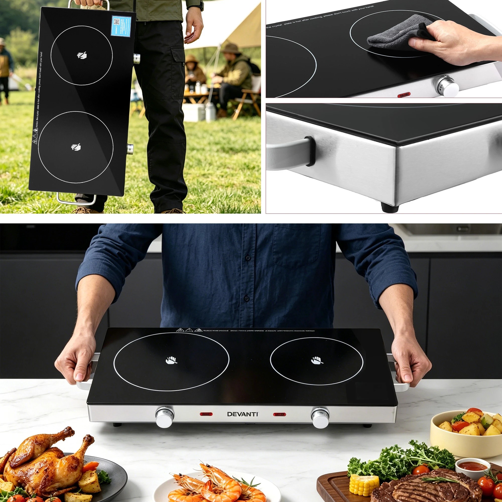 5 Devanti Portable Dual Ceramic Cooktop 2800W - Black, 5 of 9