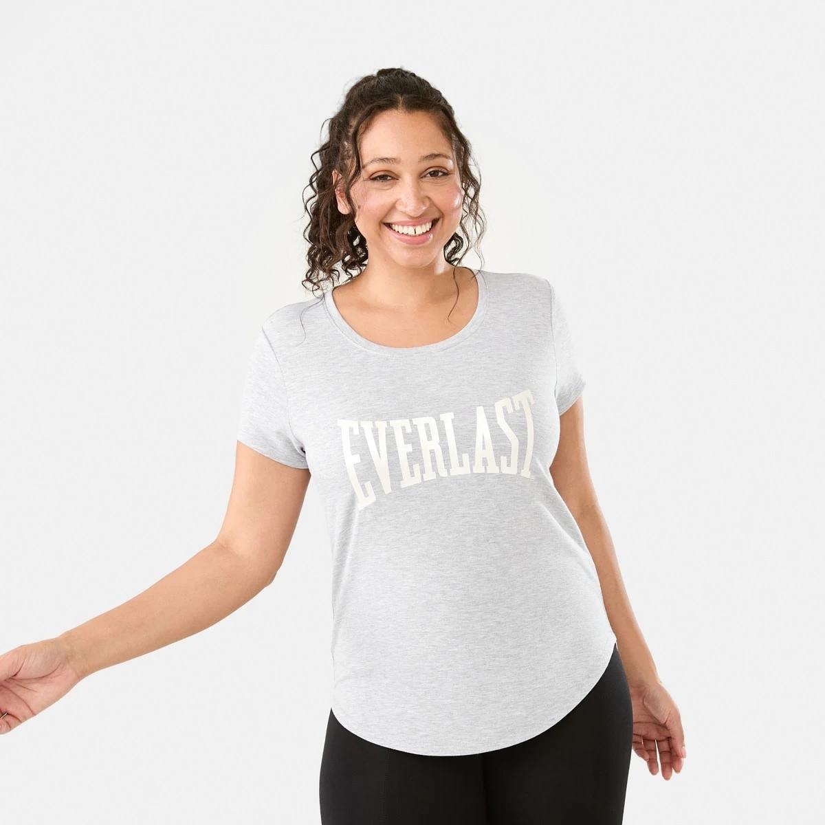 1 Everlast Womens Scoop Neck T-shirt Grey Marle, 1 of 6