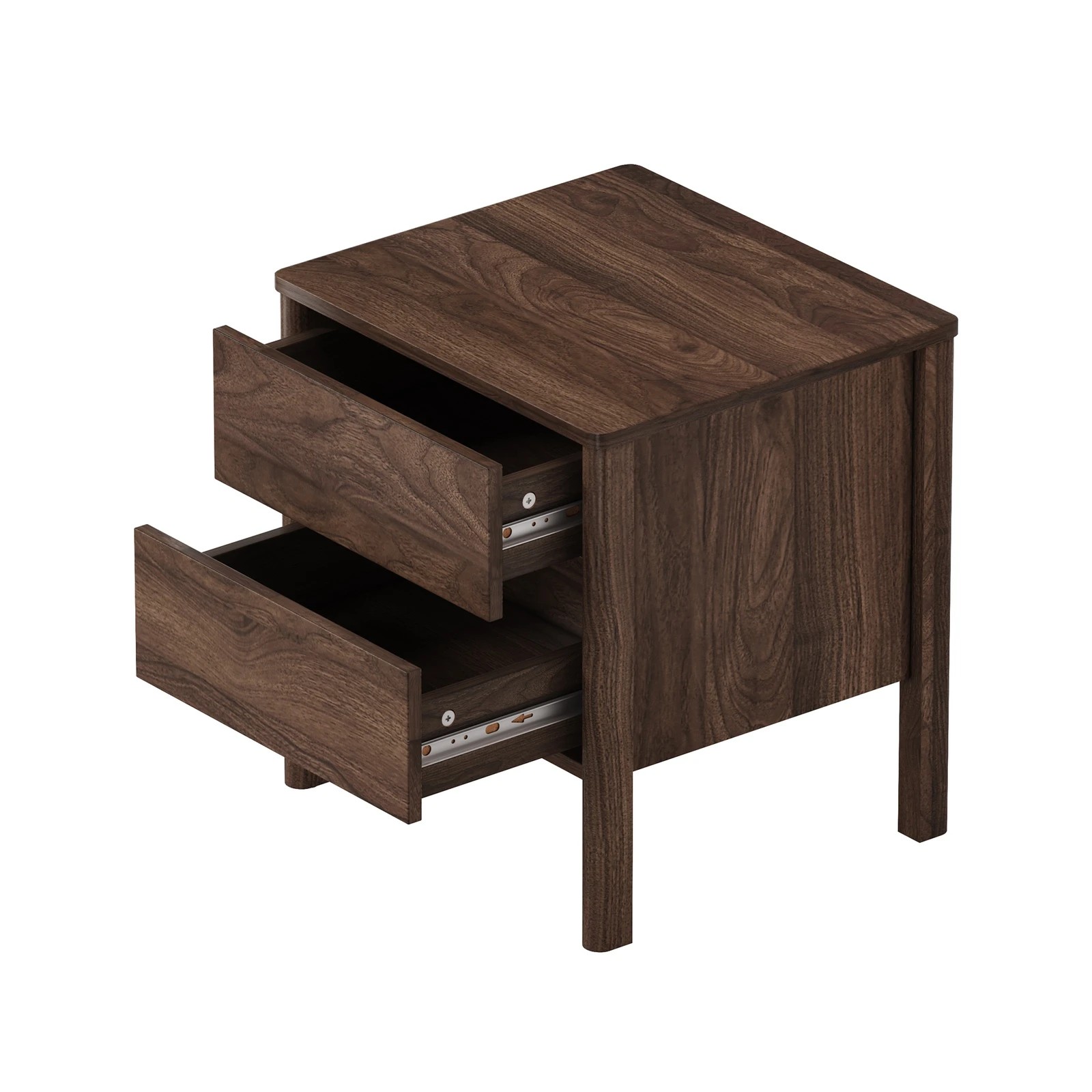 7 Oikiture 2x Bedside Table 2 Drawers Side Table Nightstand Handle-free - Brown, 7 of 10