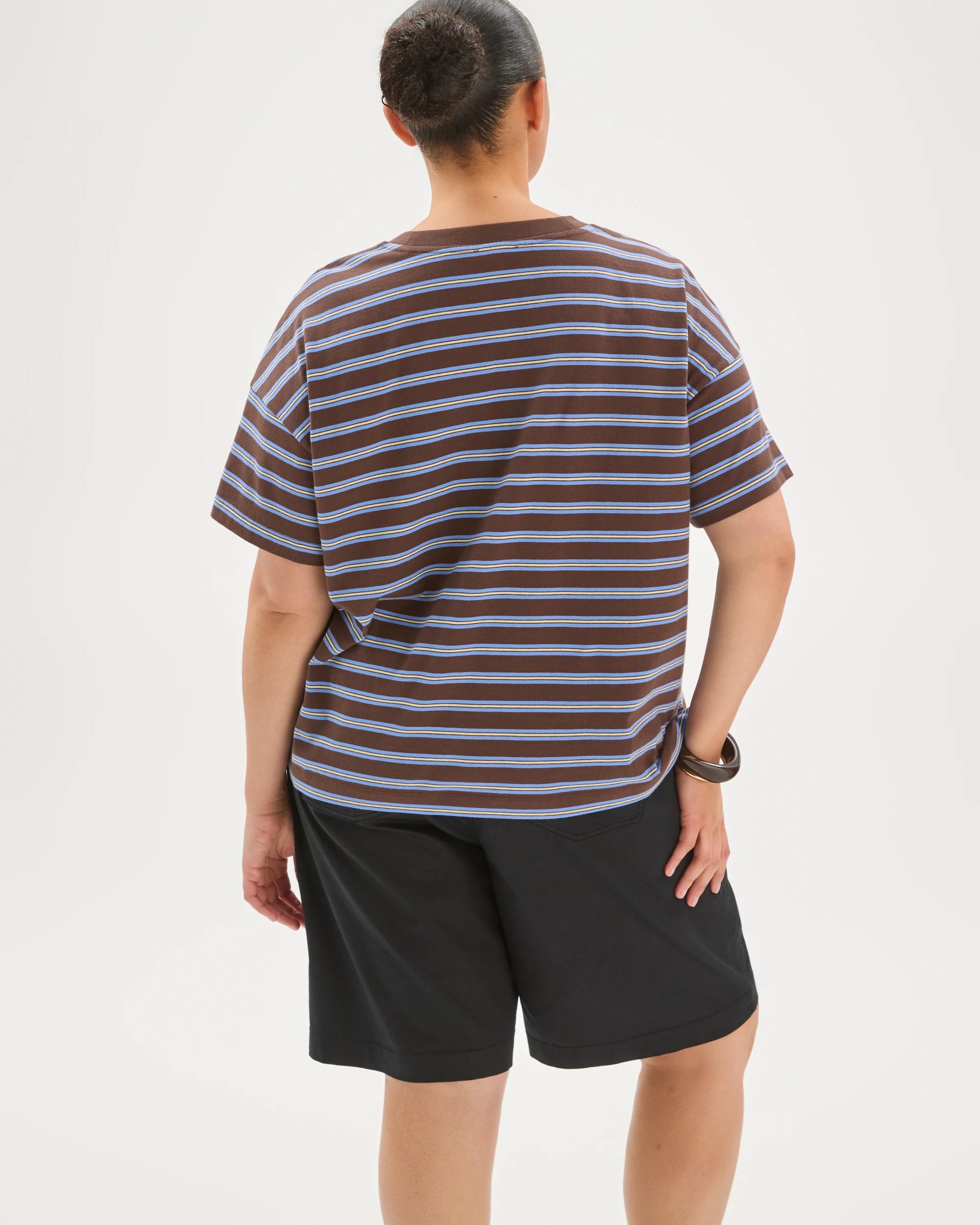 7 Target Curve Plus Size Australian Cotton Split Hem T-Shirt BRUNETTE BLUE STRIPE, 7 of 7