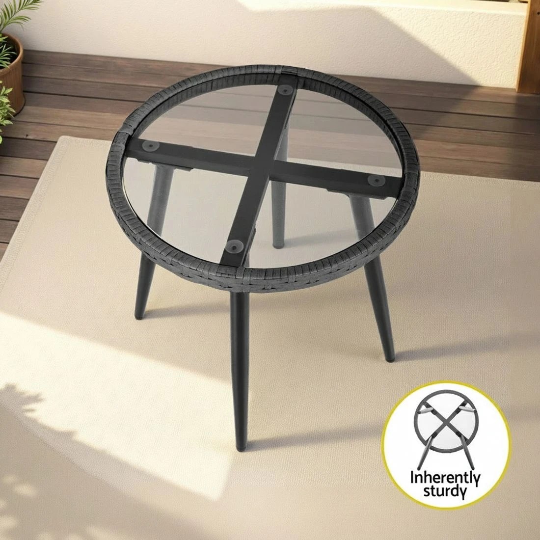6 Gardeon 3PC Outdoor Bistro Set Patio Furniture Lounge Setting Table and Chairs - Grey, 6 of 6