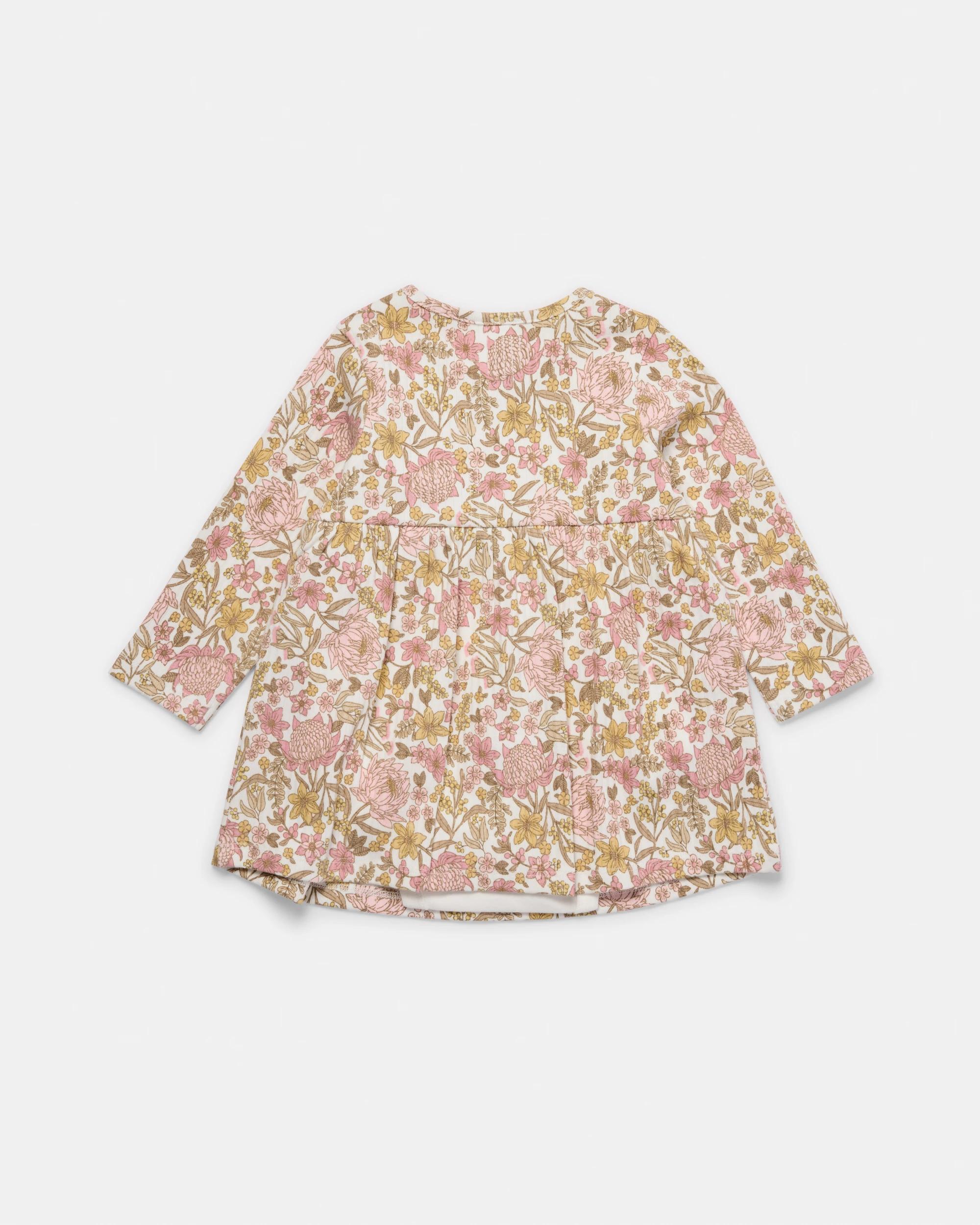 2 Cotton Long Sleeve Crinkle Bodysuit Dress Pnk Flrl, 2 of 3