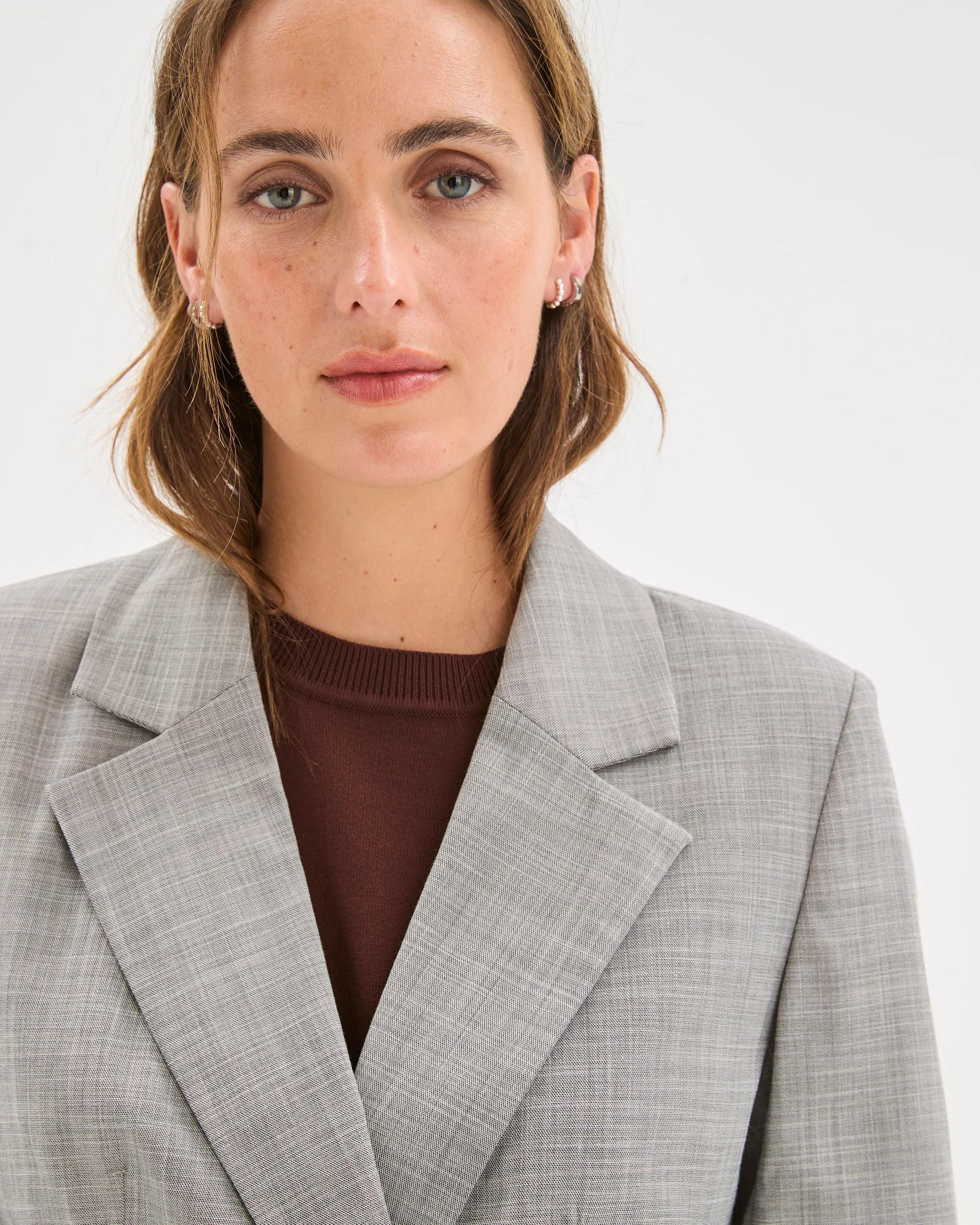 6 Preview Cinched Waist Blazer GREY MELANGE, 6 of 7