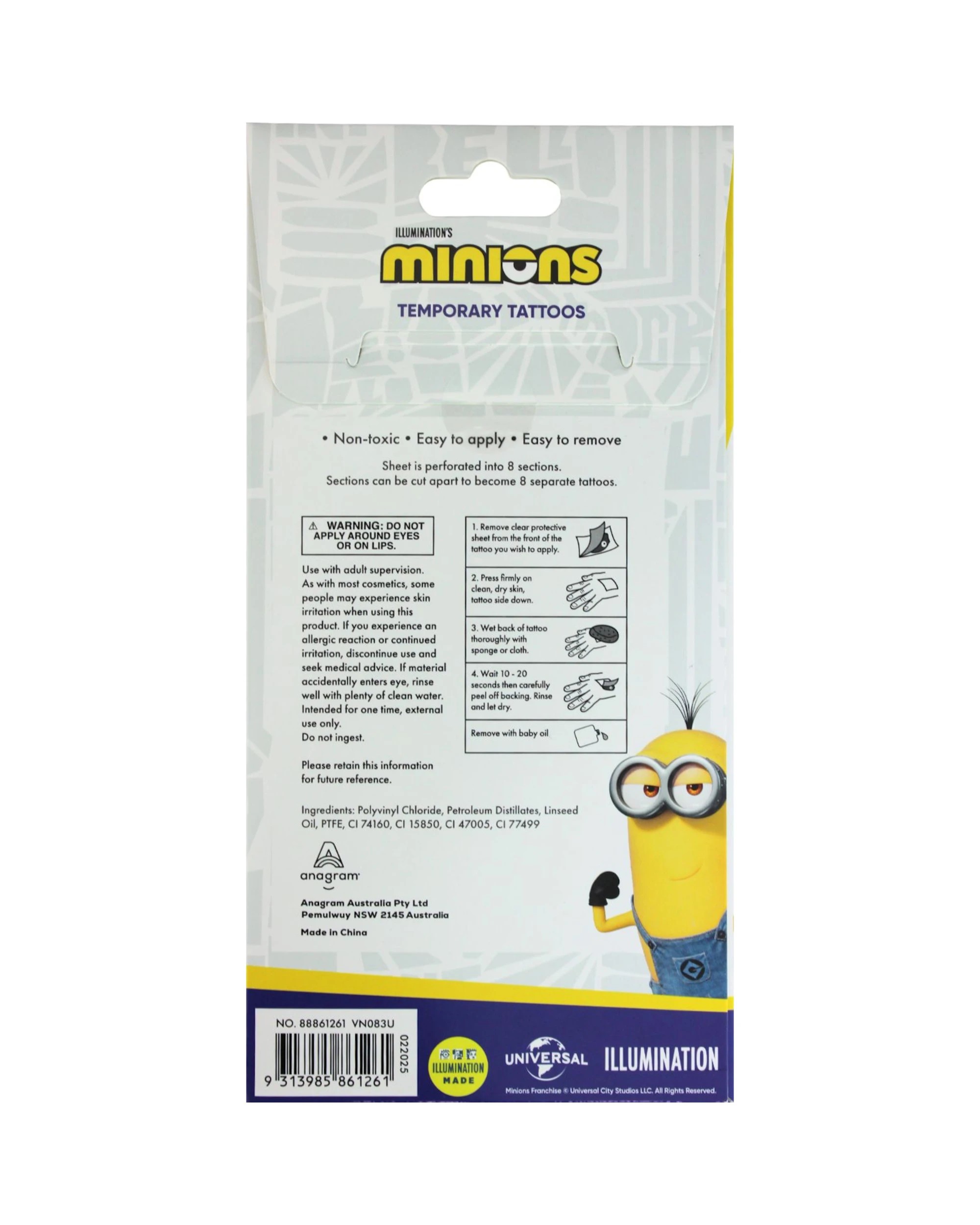 3 CCDS Minions Tattoos Pack of 8 - Multi, 3 of 3