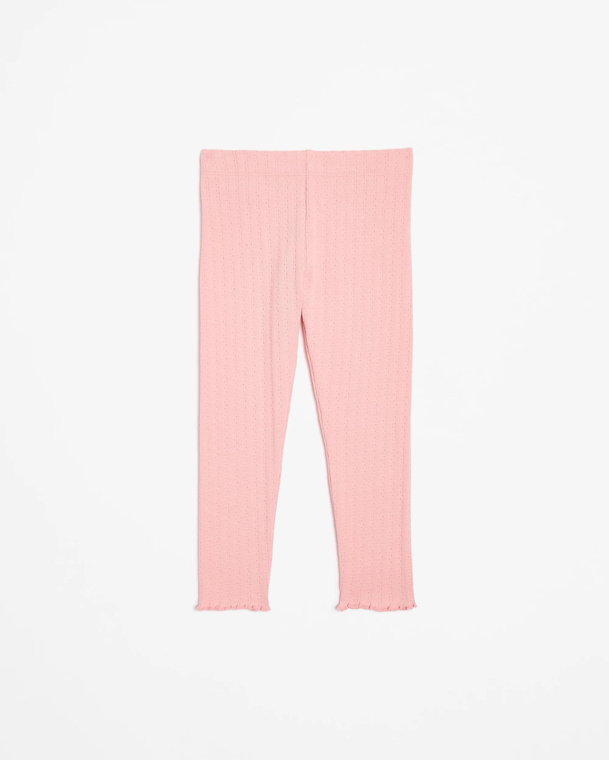 1 Target Kids Australian Cotton Pointelle Rib Leggings, Girls Size 5 — Palm Tile (multi) PINK, 1 of 3