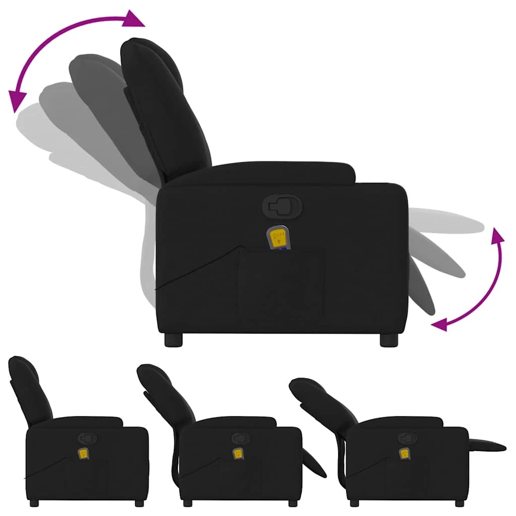 7 vidaXL massage recliner chair Adjustable Footrests - Black, 7 of 9