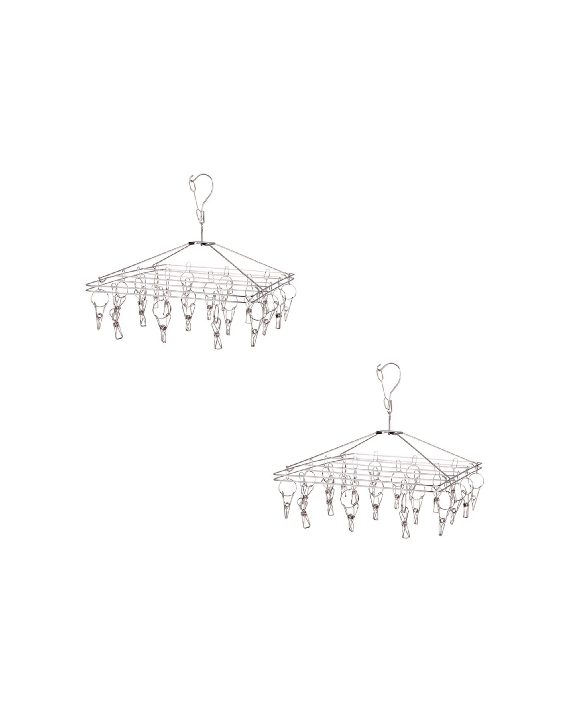 1 D.LINE 2PK Stainless Steel Hanging Rectangle Clothes Dryer 20 Pegs 37x30cm
 - silver, 1 of 4