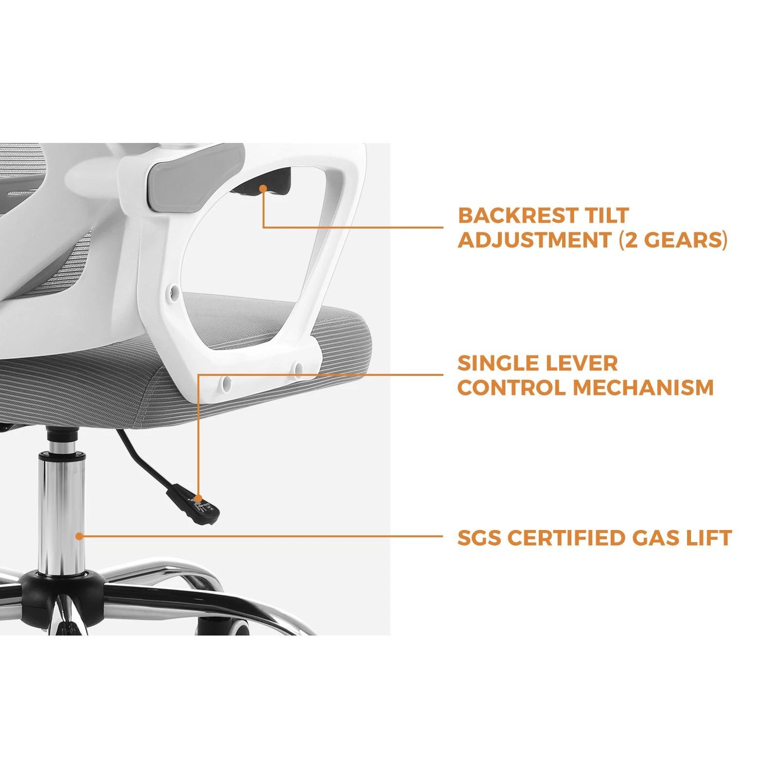 5 Oikiture Mesh Office Chair Adjustable Lumbar Support Reclining
 - White, 5 of 10