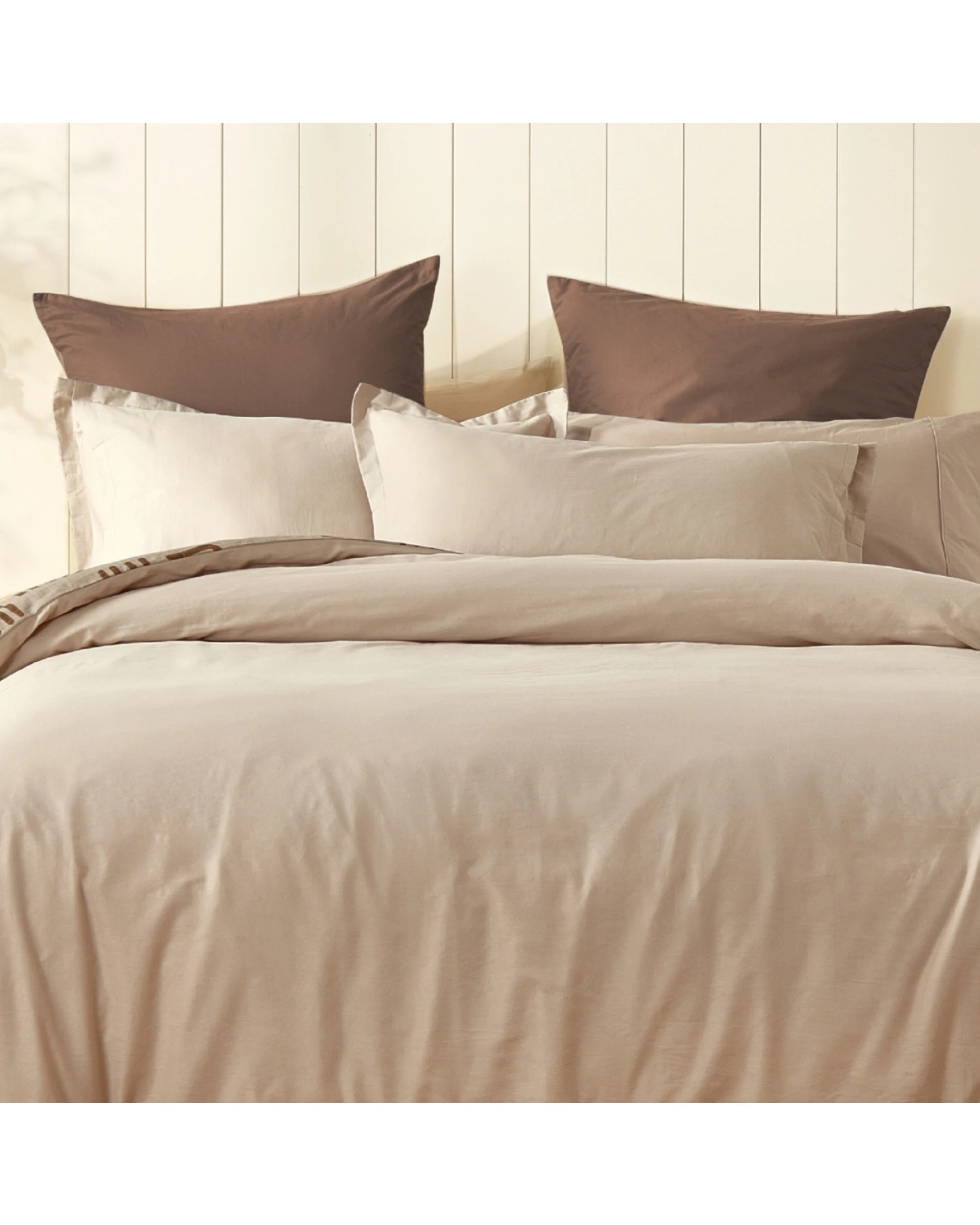 8 Dreamaker Kaya 100% Cotton Reversible Quilt Cover Set - Double Bed - Beige, 8 of 8