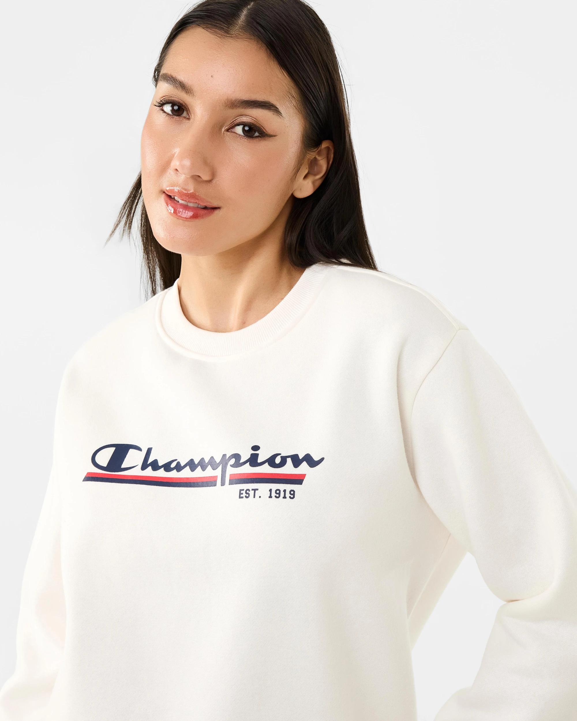 5 Champion Script Womens Crew Neck Sweatshirt Whis White, 5 of 7