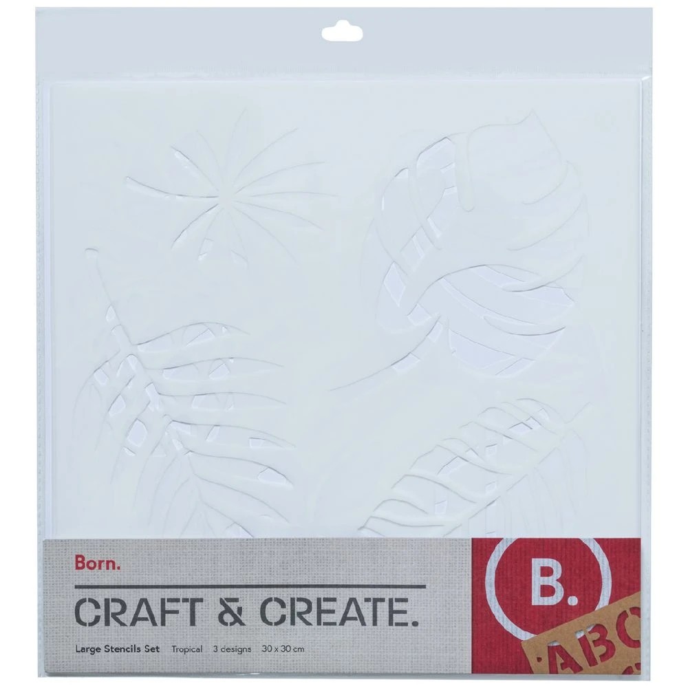 1 Born Large Stencil Set 3 Pack Tropical, 1 of 2