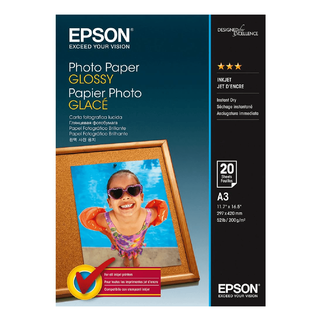 1 Epson A3 Glossy Photo Paper 20 Pack, 1 of 1