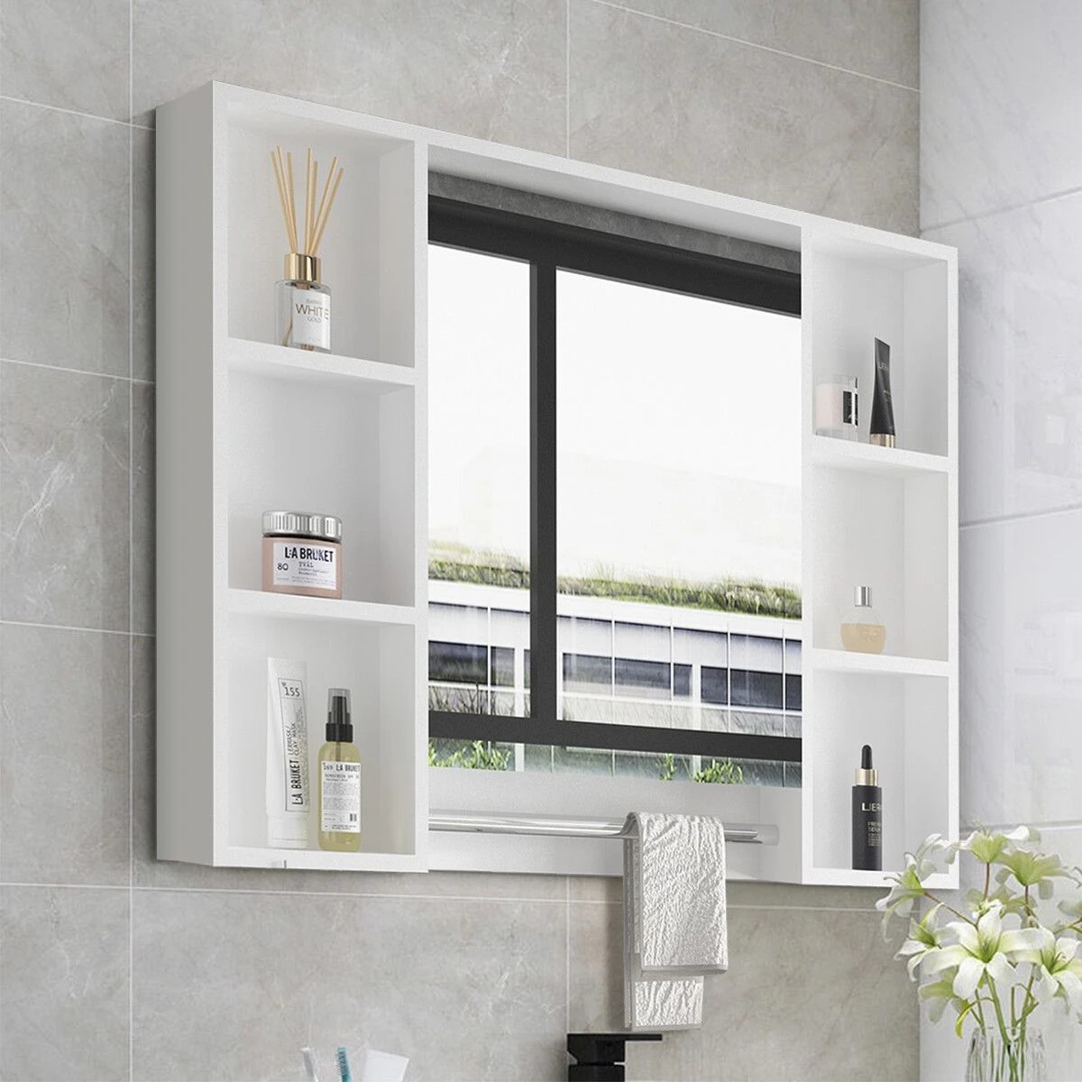 4 LUXSUITE Bathroom Mirror Cabinet Medicine Shaver Shaving Wall Storage Cupboard Organiser Shelves Furniture Bathroom, 4 of 9