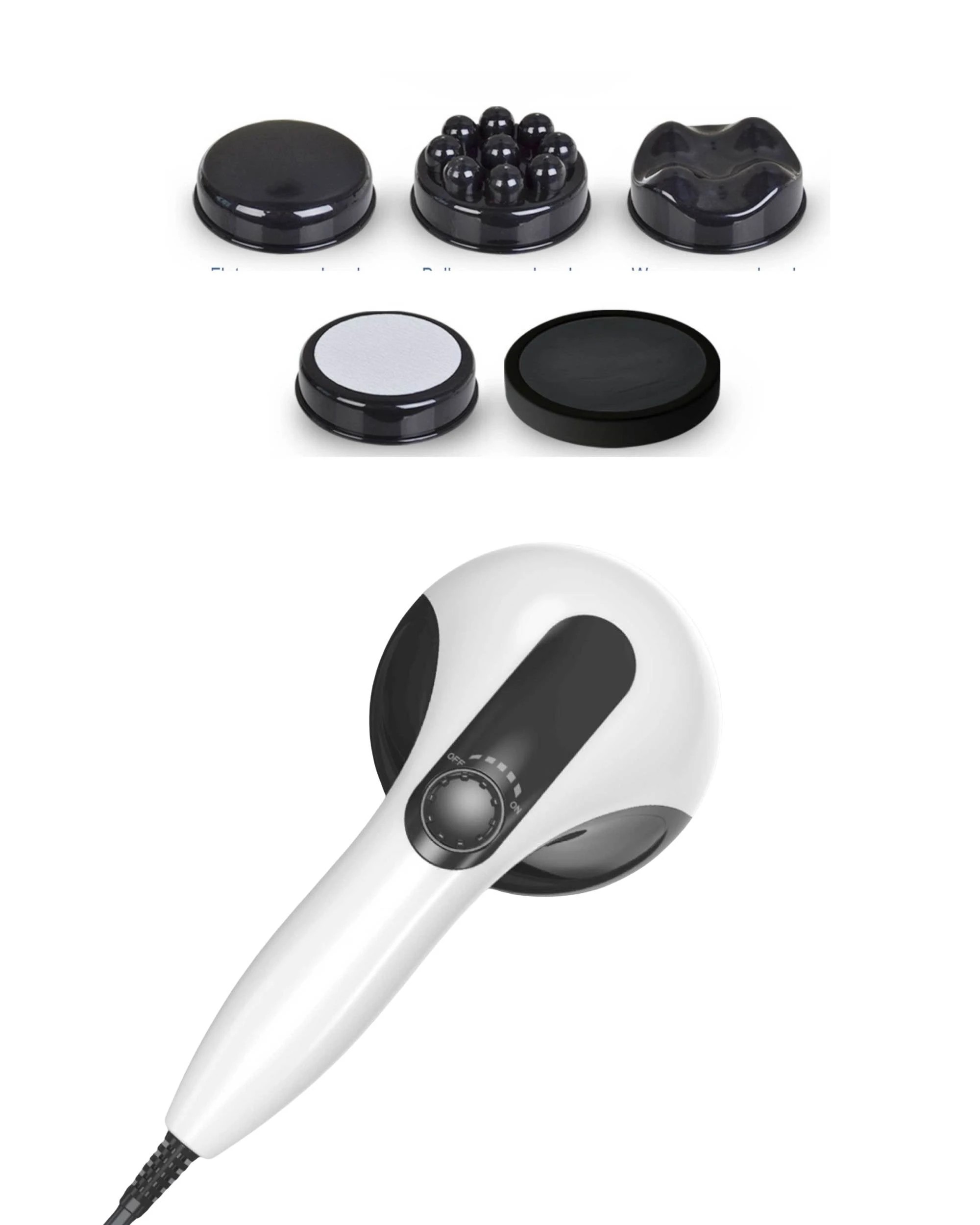 3 Orku Handheld Body Massager 4 Heads Adjustable Speed 28W Black, 3 of 3