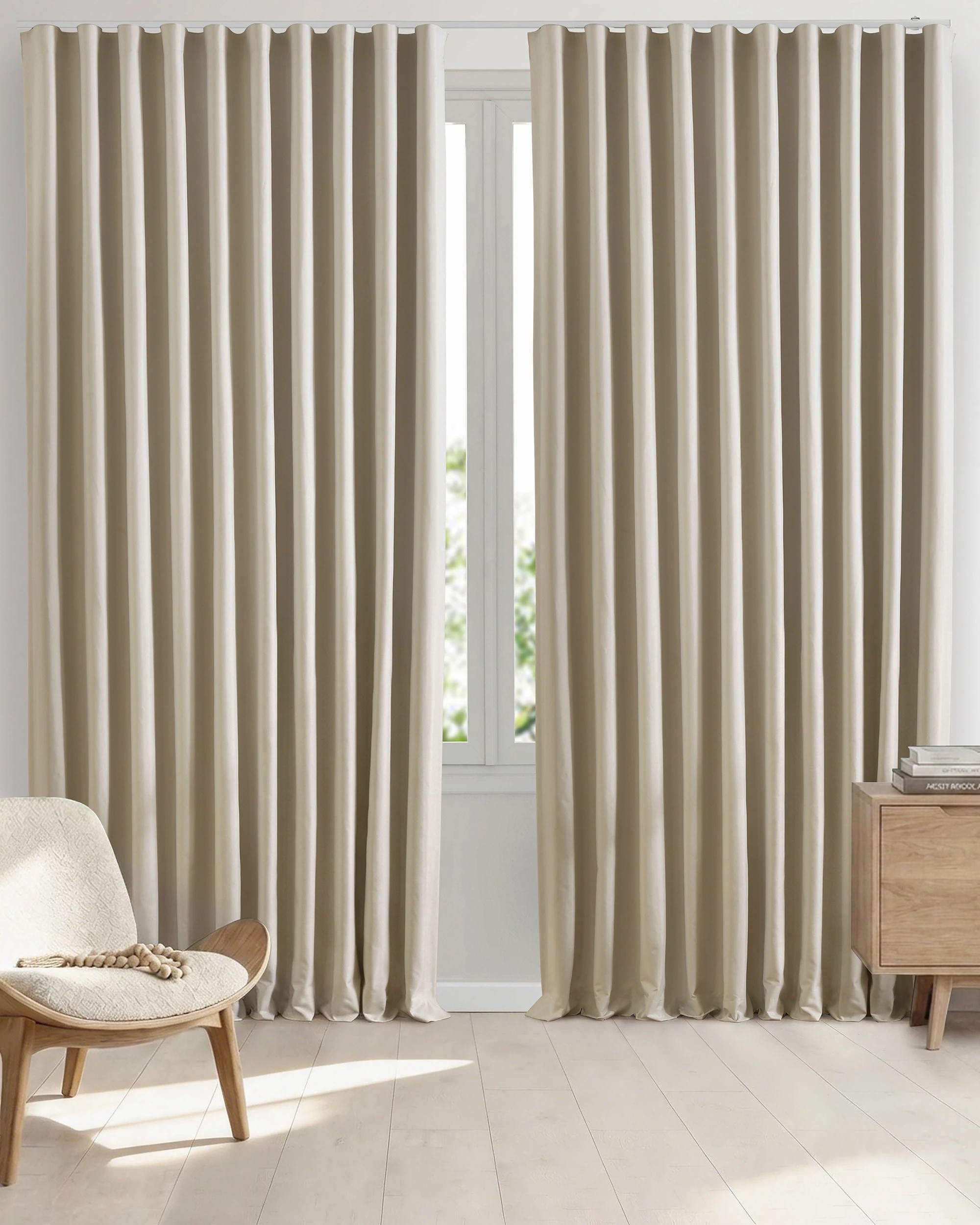 2 Sherwood Alva Faux Linen Blockout S-Fold Curtain 485x280cm - Fits 280cm Track - Oatmeal, 2 of 7